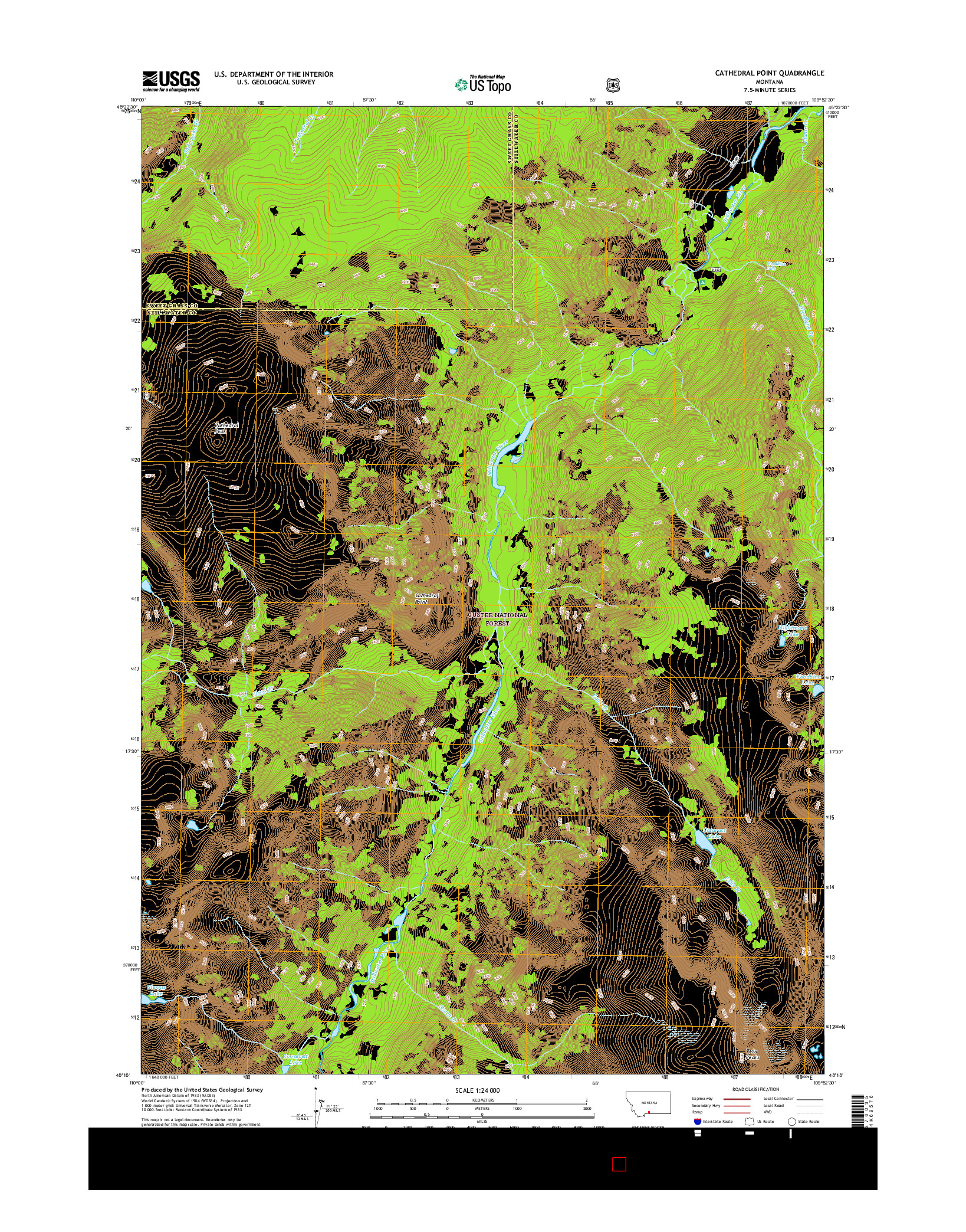 USGS US TOPO 7.5-MINUTE MAP FOR CATHEDRAL POINT, MT 2017