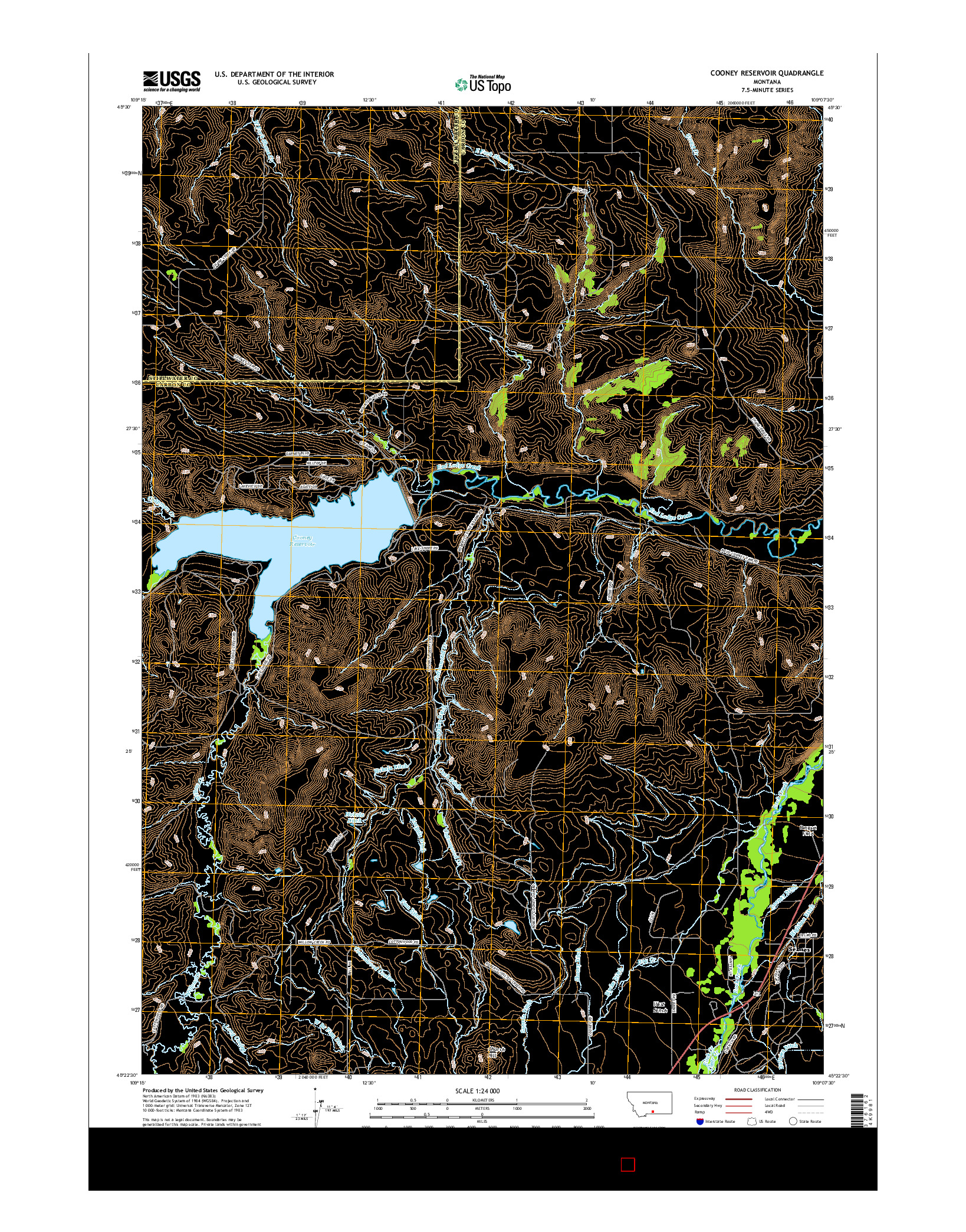 USGS US TOPO 7.5-MINUTE MAP FOR COONEY RESERVOIR, MT 2017