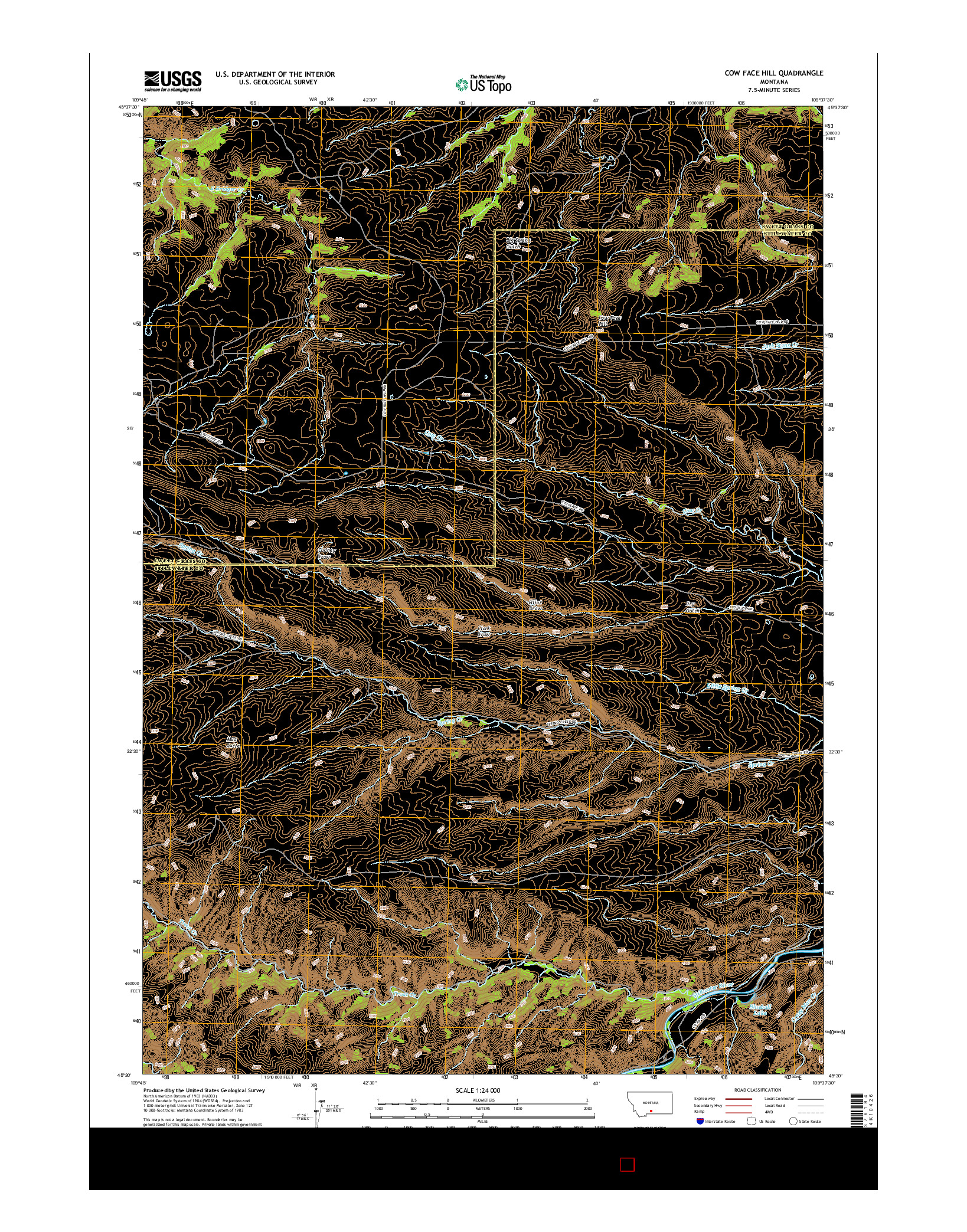 USGS US TOPO 7.5-MINUTE MAP FOR COW FACE HILL, MT 2017