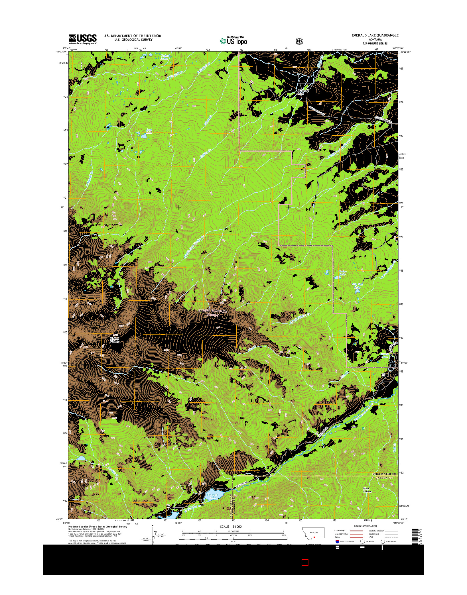 USGS US TOPO 7.5-MINUTE MAP FOR EMERALD LAKE, MT 2017