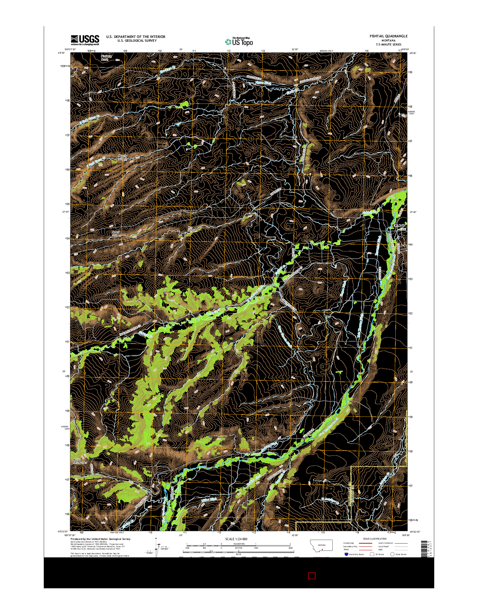 USGS US TOPO 7.5-MINUTE MAP FOR FISHTAIL, MT 2017