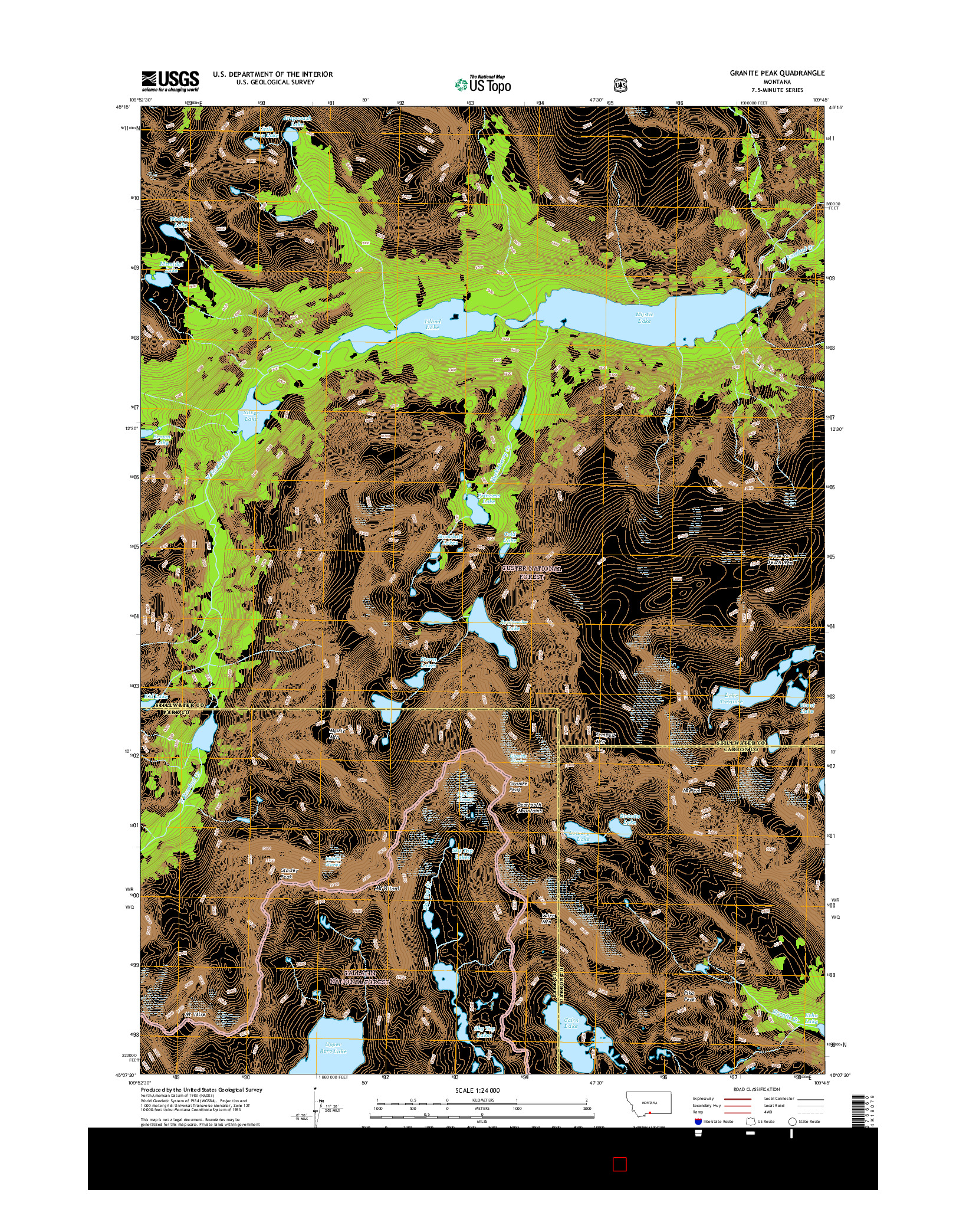 USGS US TOPO 7.5-MINUTE MAP FOR GRANITE PEAK, MT 2017