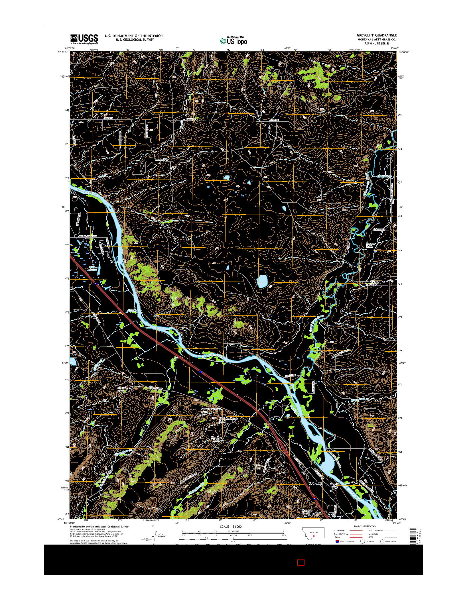 USGS US TOPO 7.5-MINUTE MAP FOR GREYCLIFF, MT 2017
