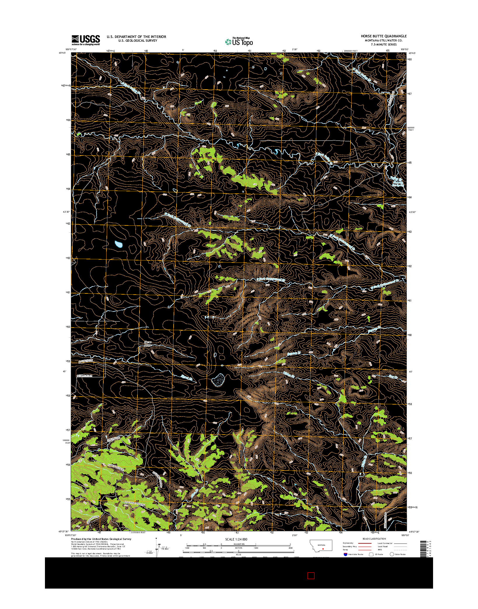 USGS US TOPO 7.5-MINUTE MAP FOR HORSE BUTTE, MT 2017