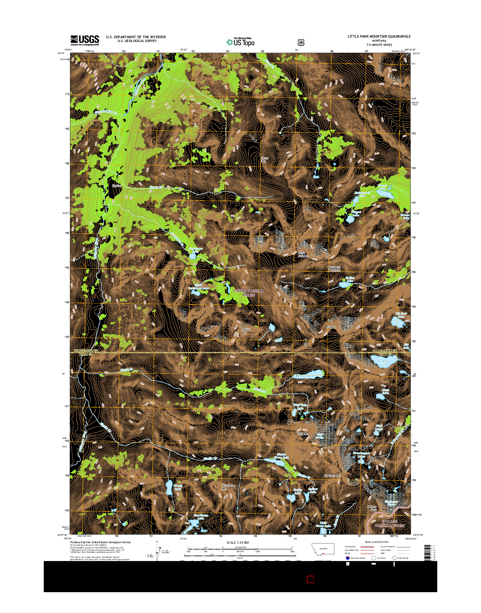USGS US TOPO 7.5-MINUTE MAP FOR LITTLE PARK MOUNTAIN, MT 2017