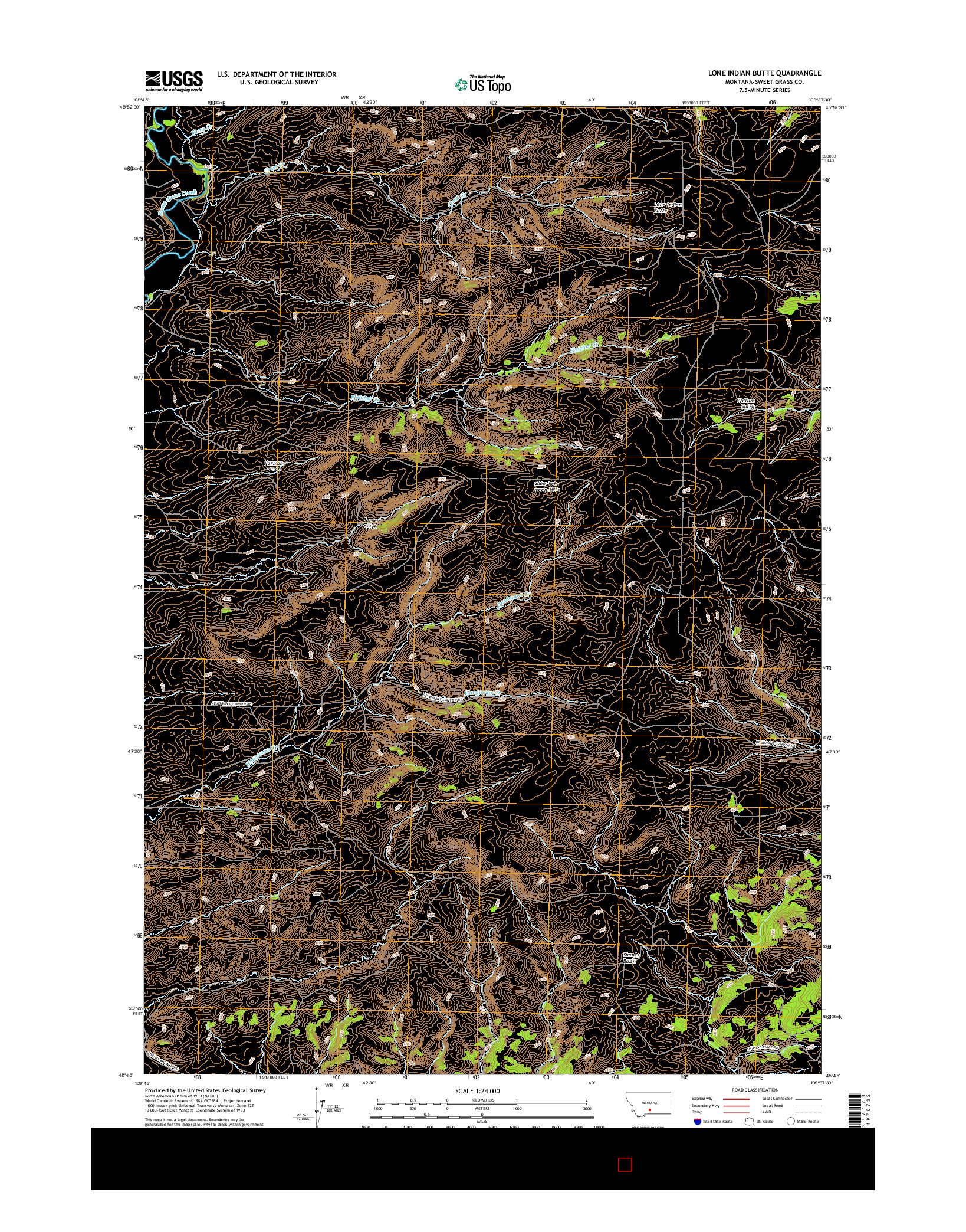 USGS US TOPO 7.5-MINUTE MAP FOR LONE INDIAN BUTTE, MT 2017
