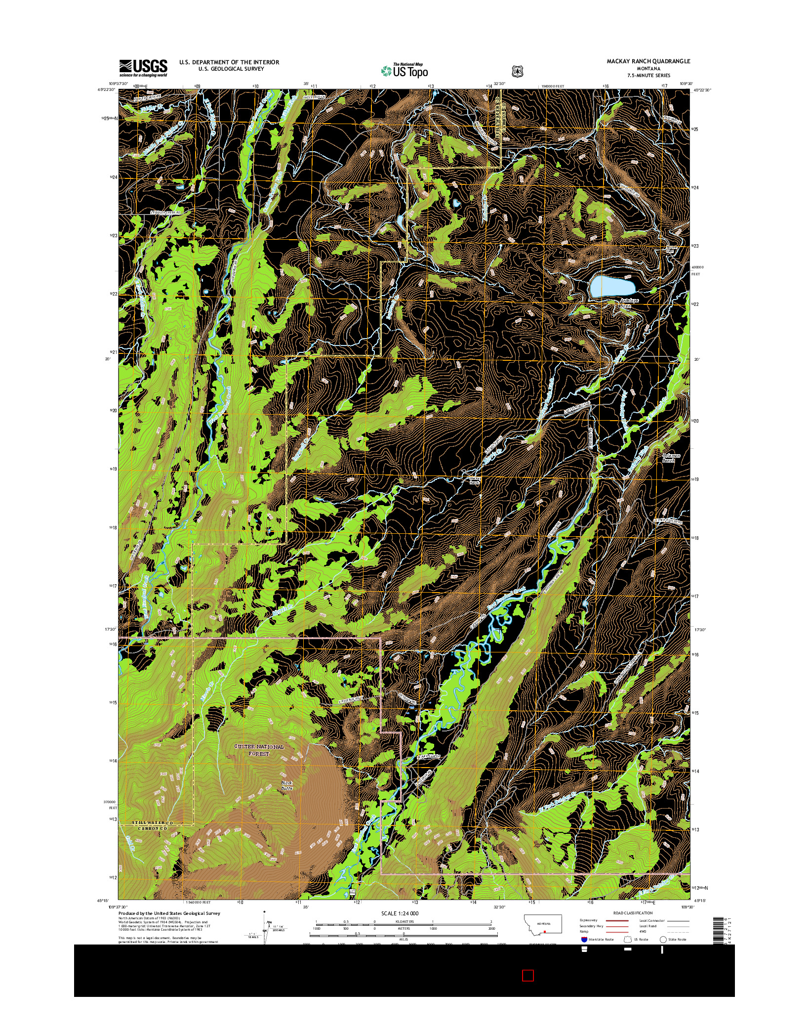USGS US TOPO 7.5-MINUTE MAP FOR MACKAY RANCH, MT 2017