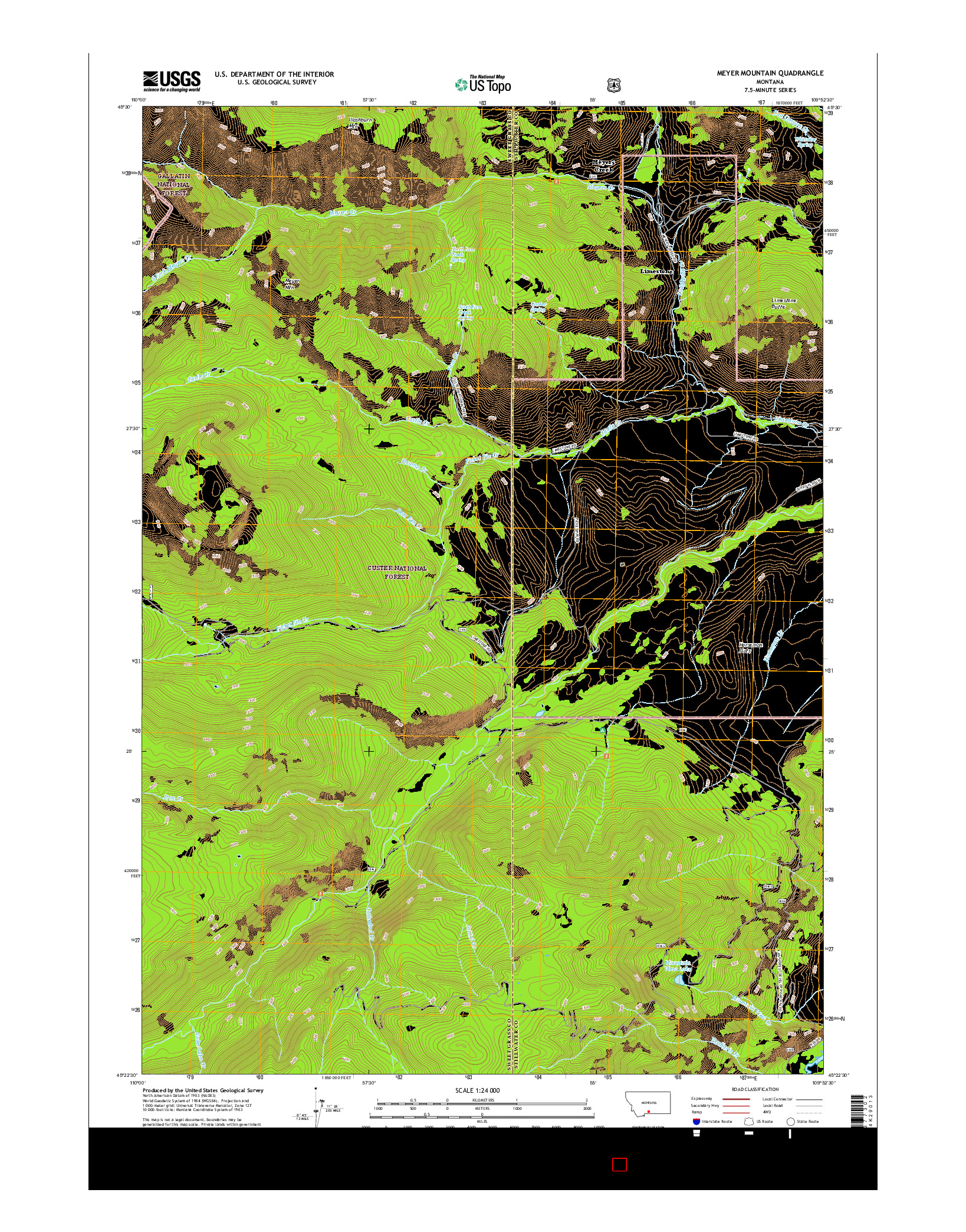 USGS US TOPO 7.5-MINUTE MAP FOR MEYER MOUNTAIN, MT 2017