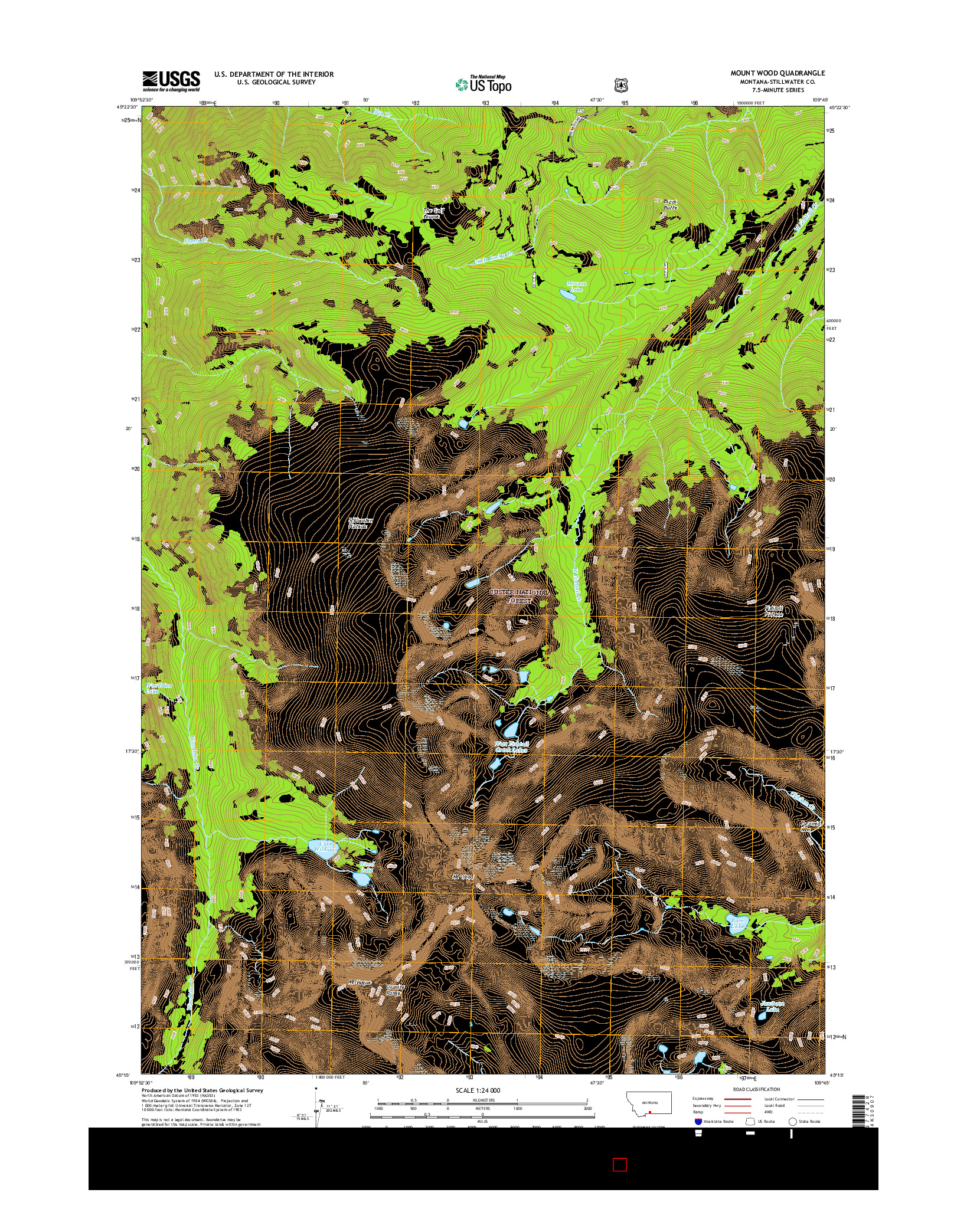 USGS US TOPO 7.5-MINUTE MAP FOR MOUNT WOOD, MT 2017