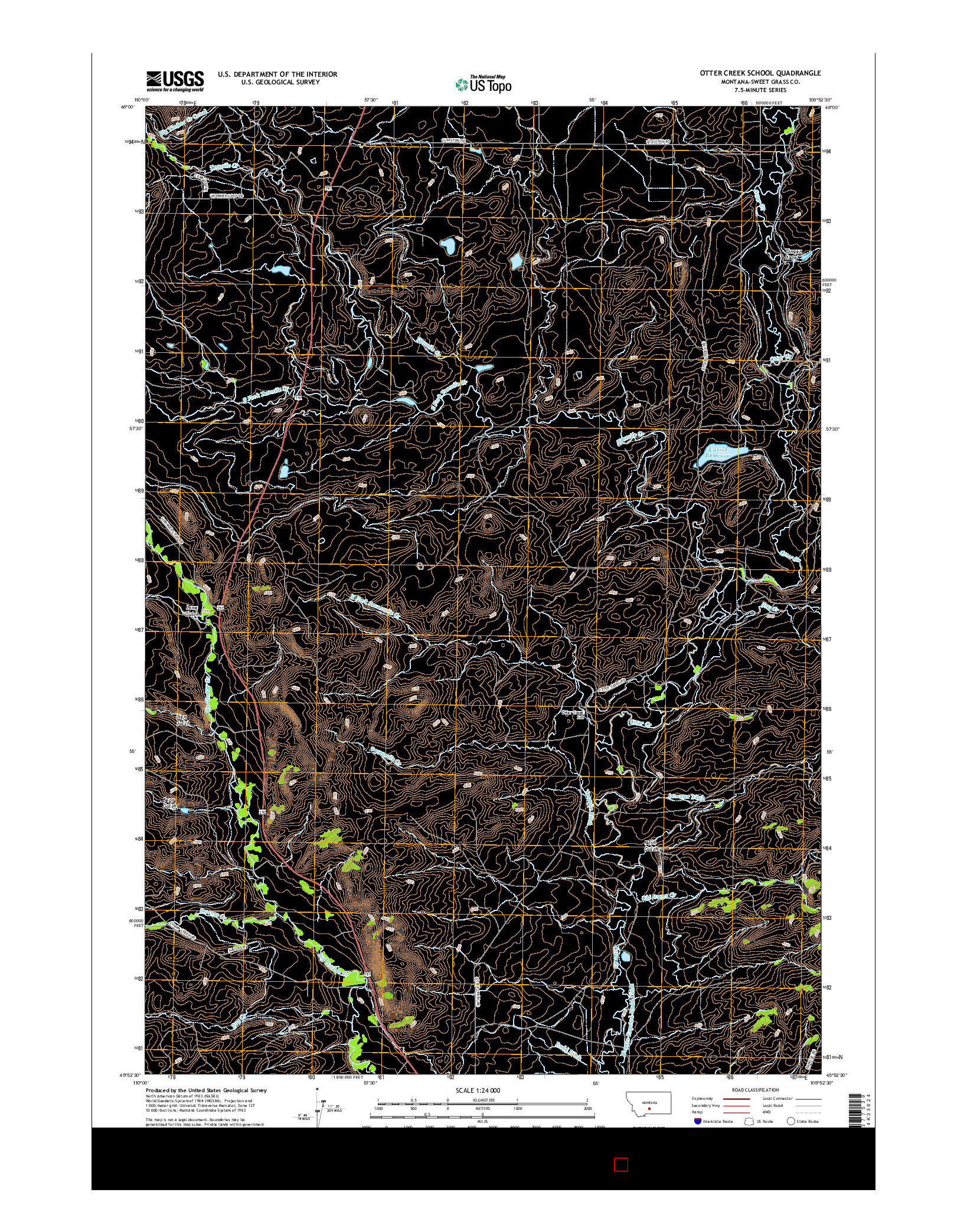 USGS US TOPO 7.5-MINUTE MAP FOR OTTER CREEK SCHOOL, MT 2017