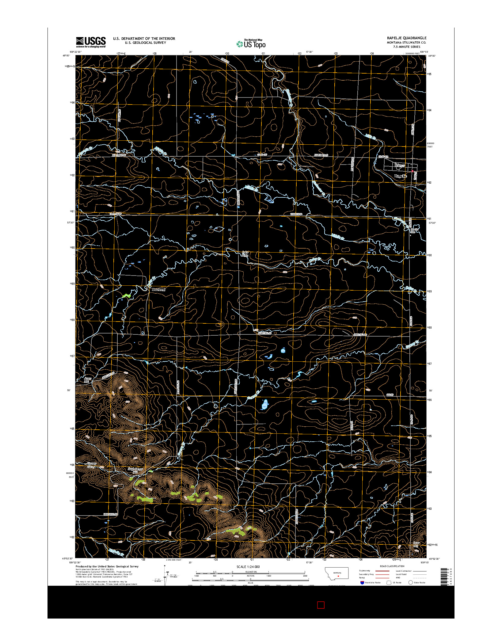 USGS US TOPO 7.5-MINUTE MAP FOR RAPELJE, MT 2017