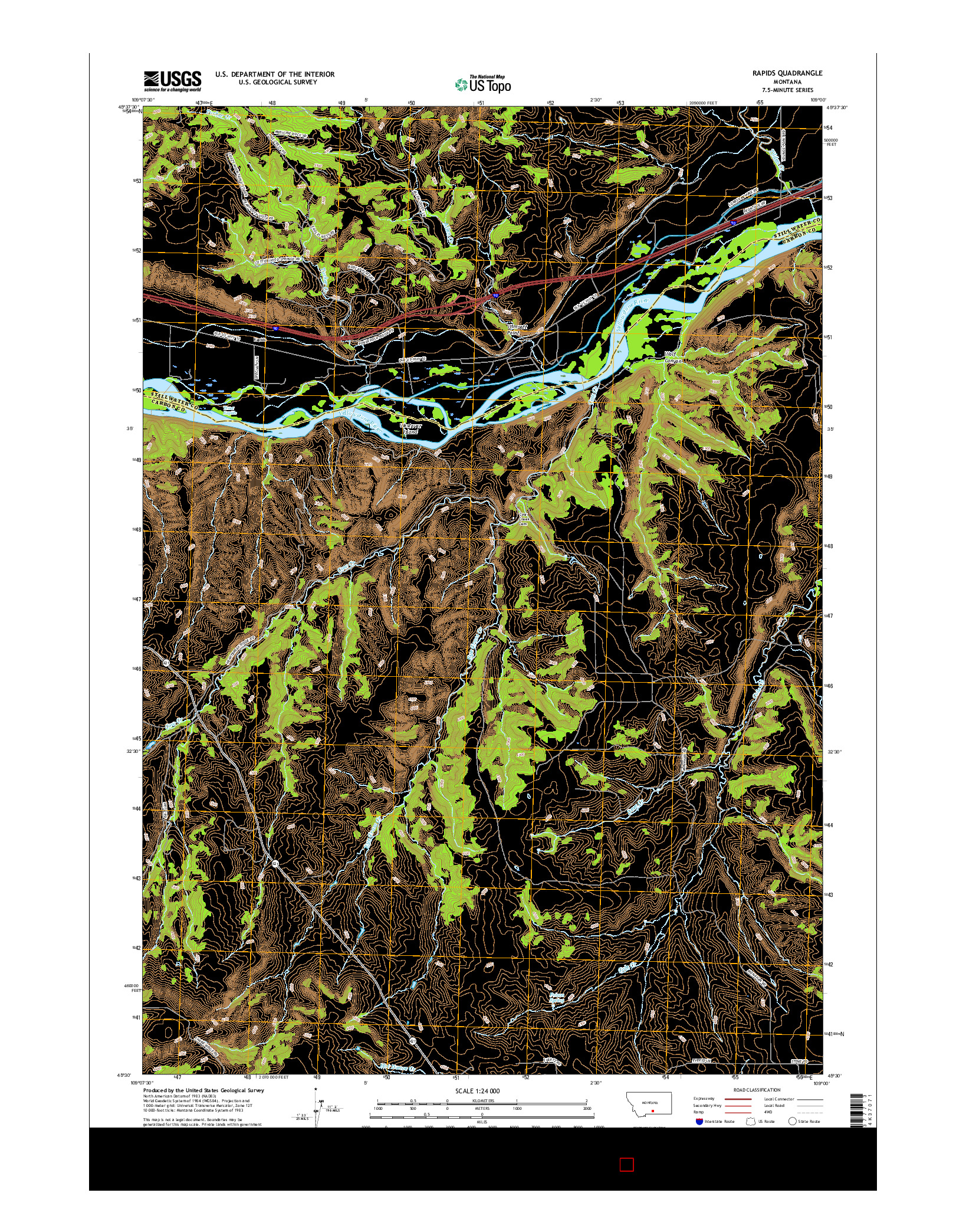 USGS US TOPO 7.5-MINUTE MAP FOR RAPIDS, MT 2017