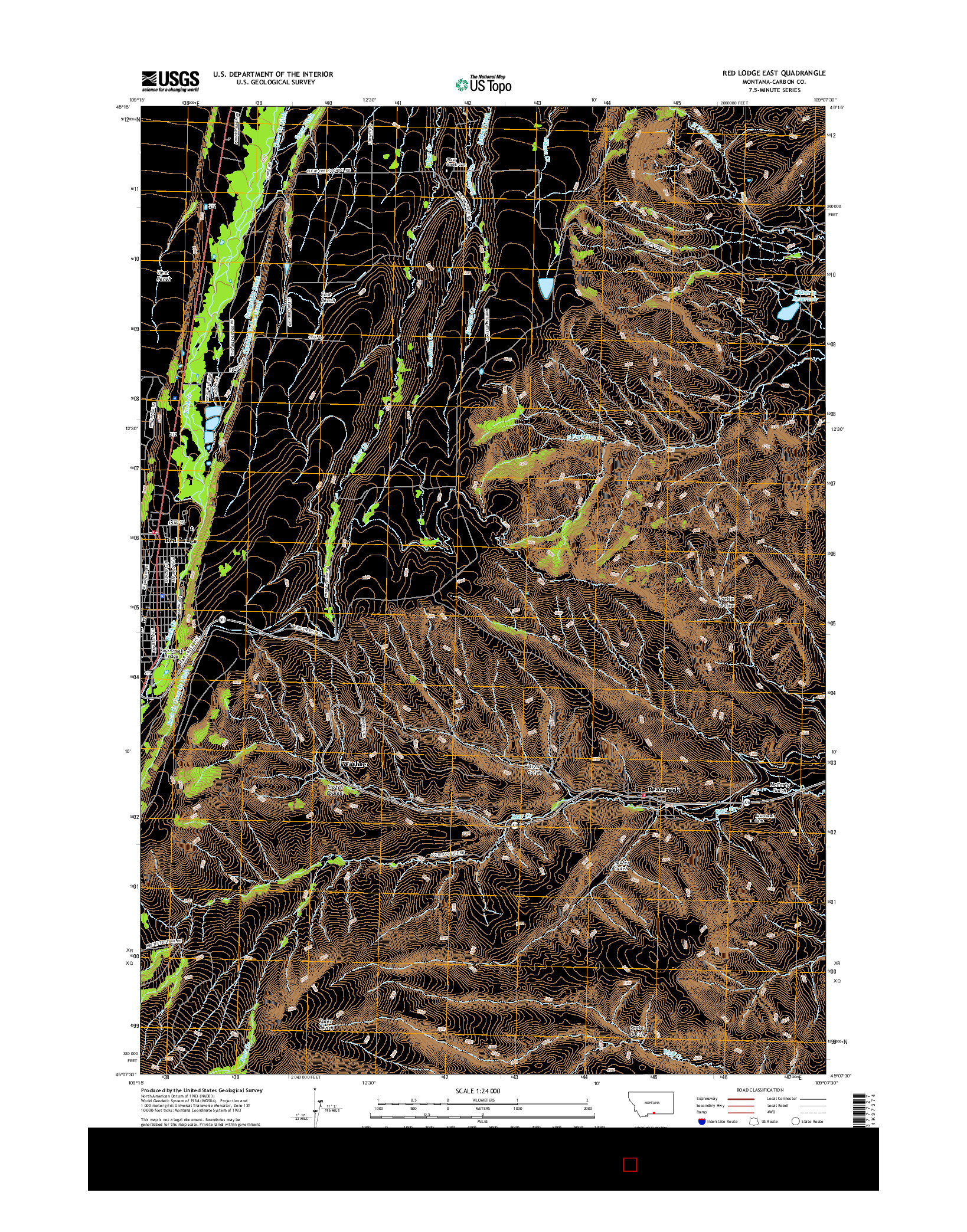 USGS US TOPO 7.5-MINUTE MAP FOR RED LODGE EAST, MT 2017