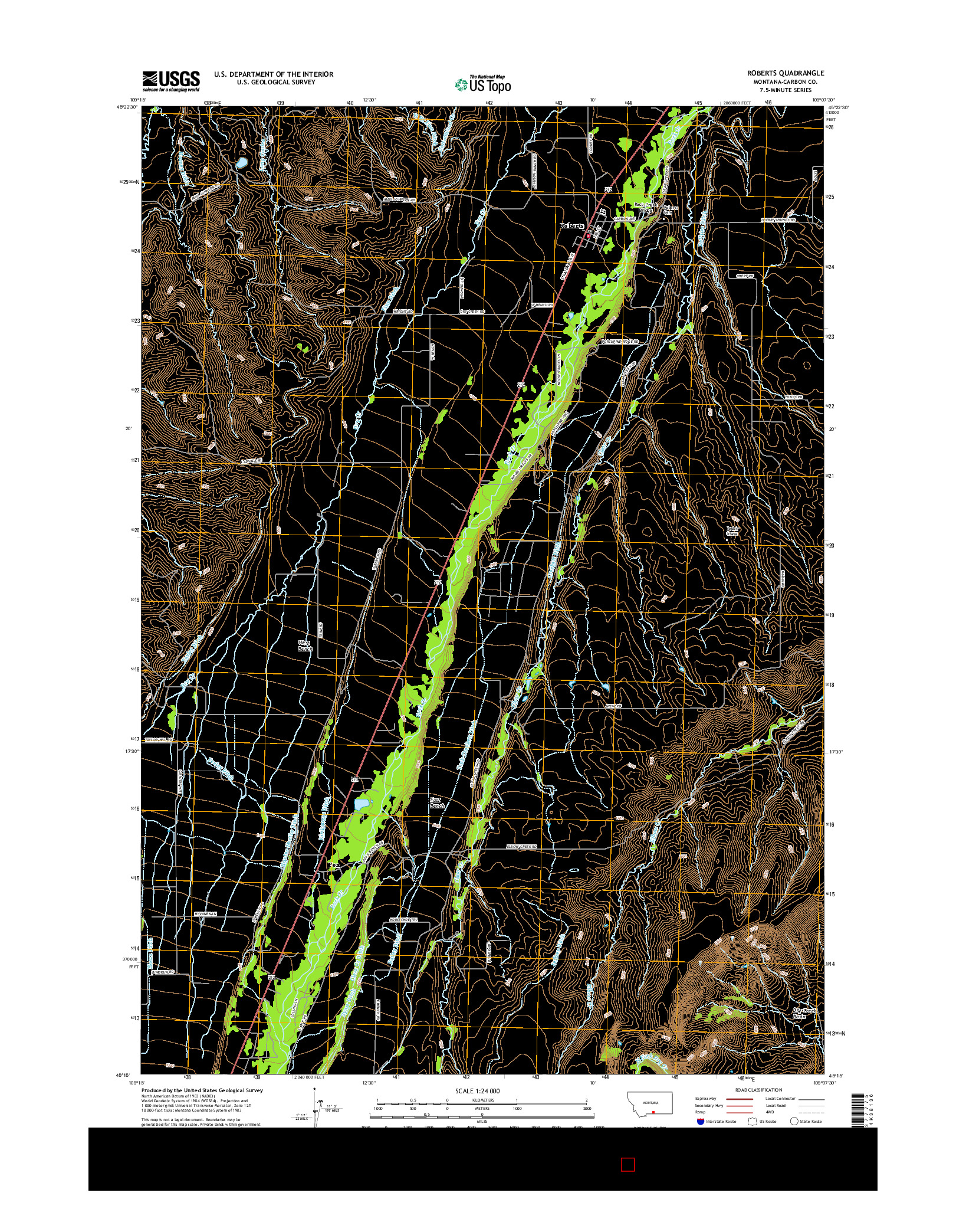 USGS US TOPO 7.5-MINUTE MAP FOR ROBERTS, MT 2017