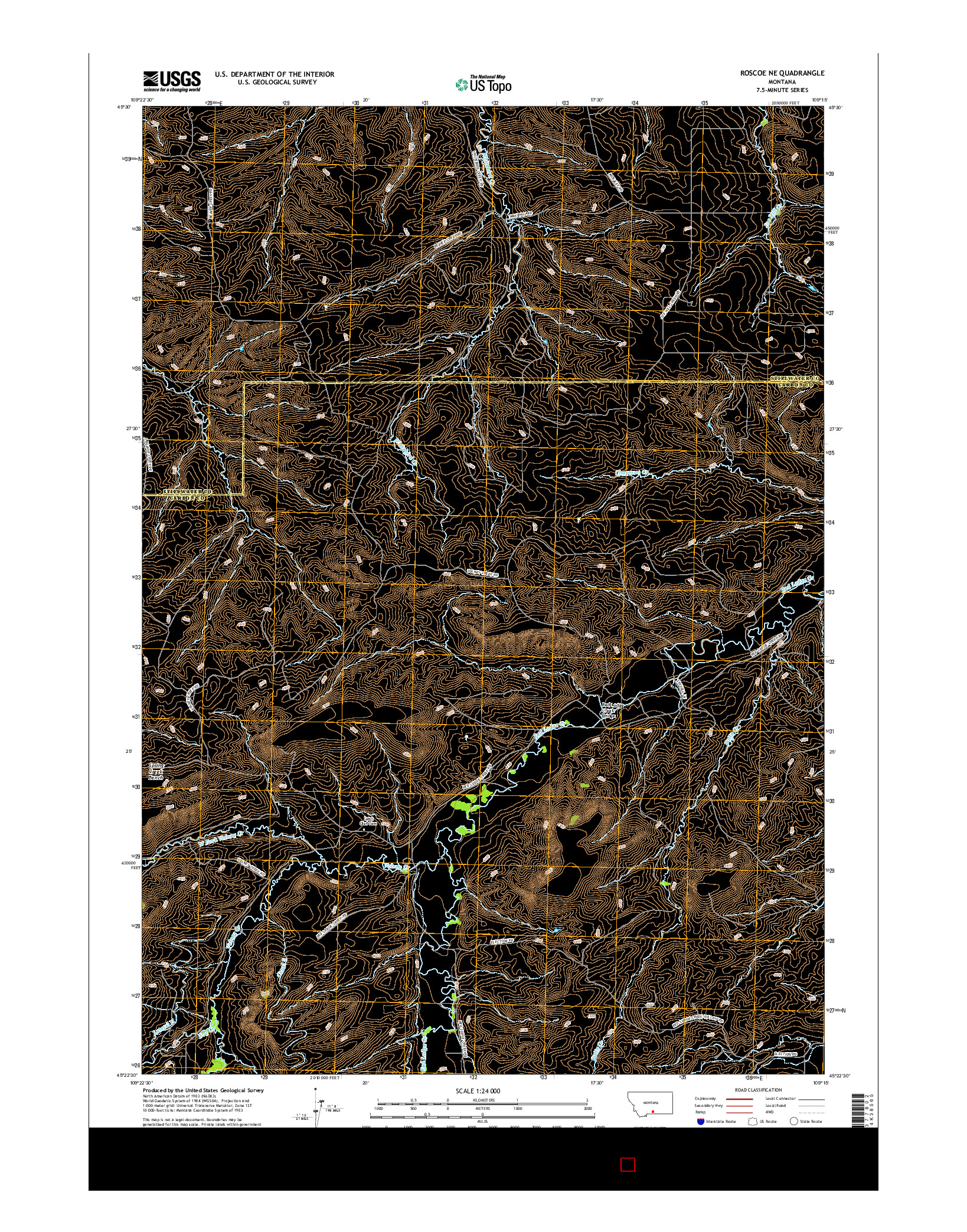 USGS US TOPO 7.5-MINUTE MAP FOR ROSCOE NE, MT 2017