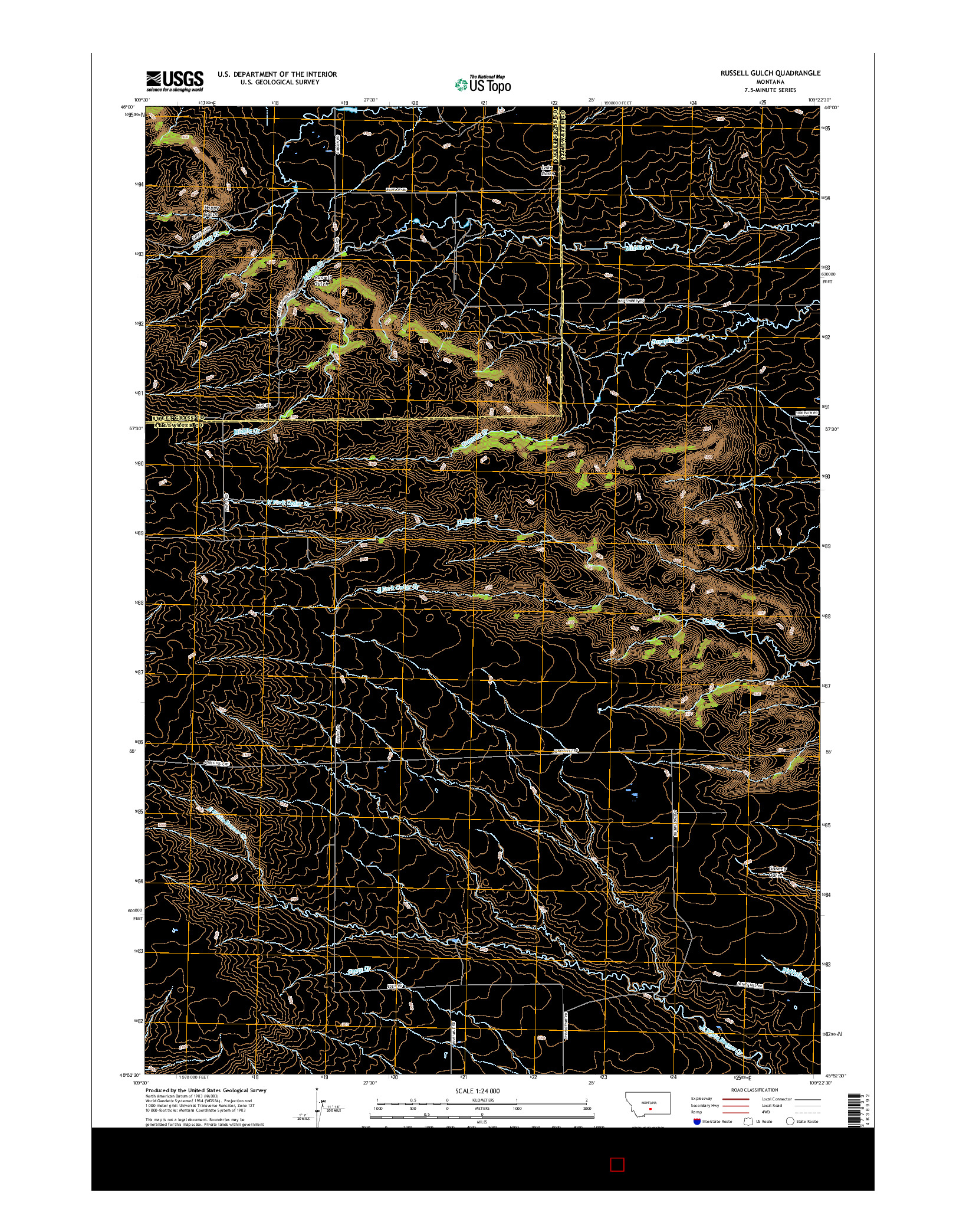 USGS US TOPO 7.5-MINUTE MAP FOR RUSSELL GULCH, MT 2017