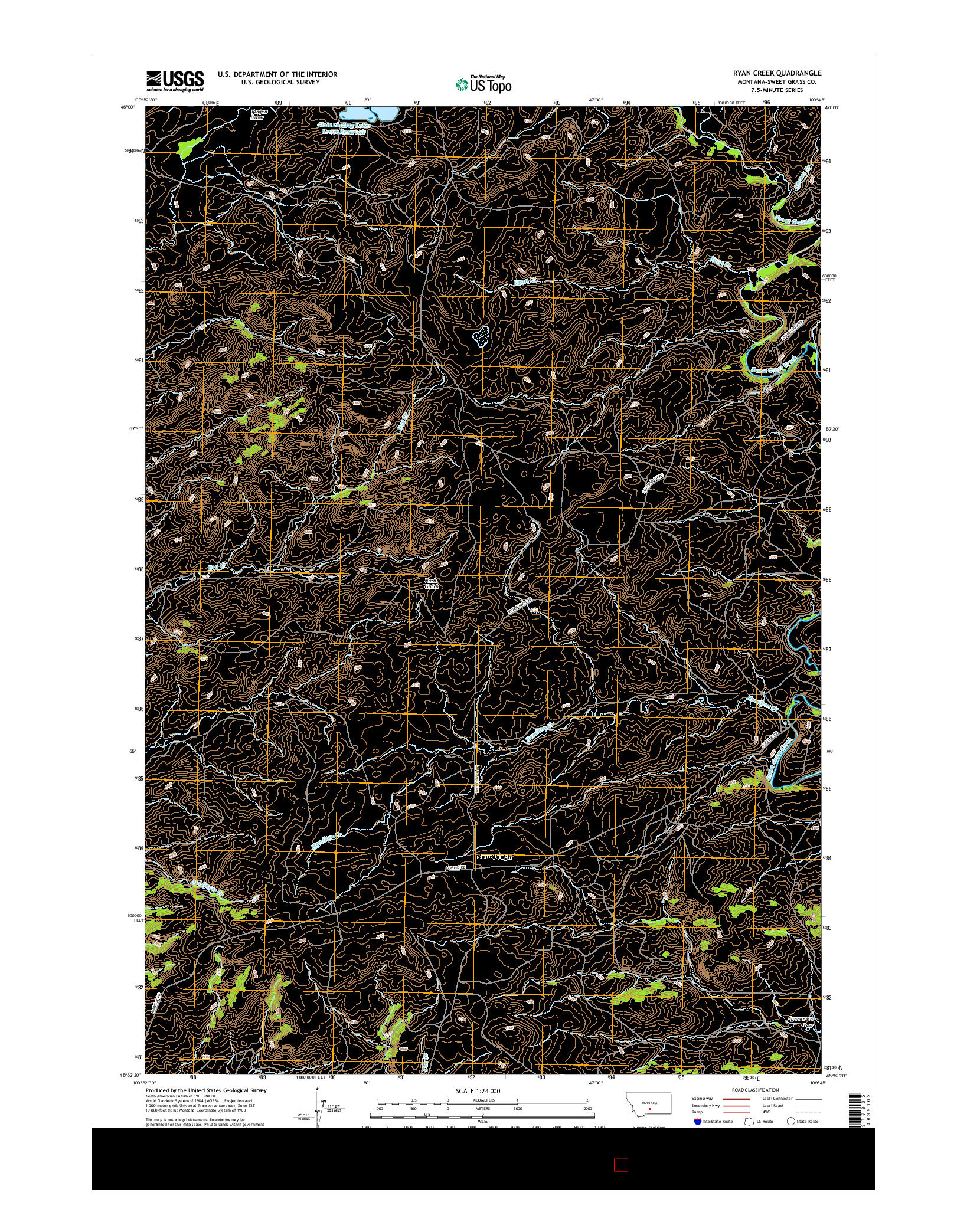 USGS US TOPO 7.5-MINUTE MAP FOR RYAN CREEK, MT 2017