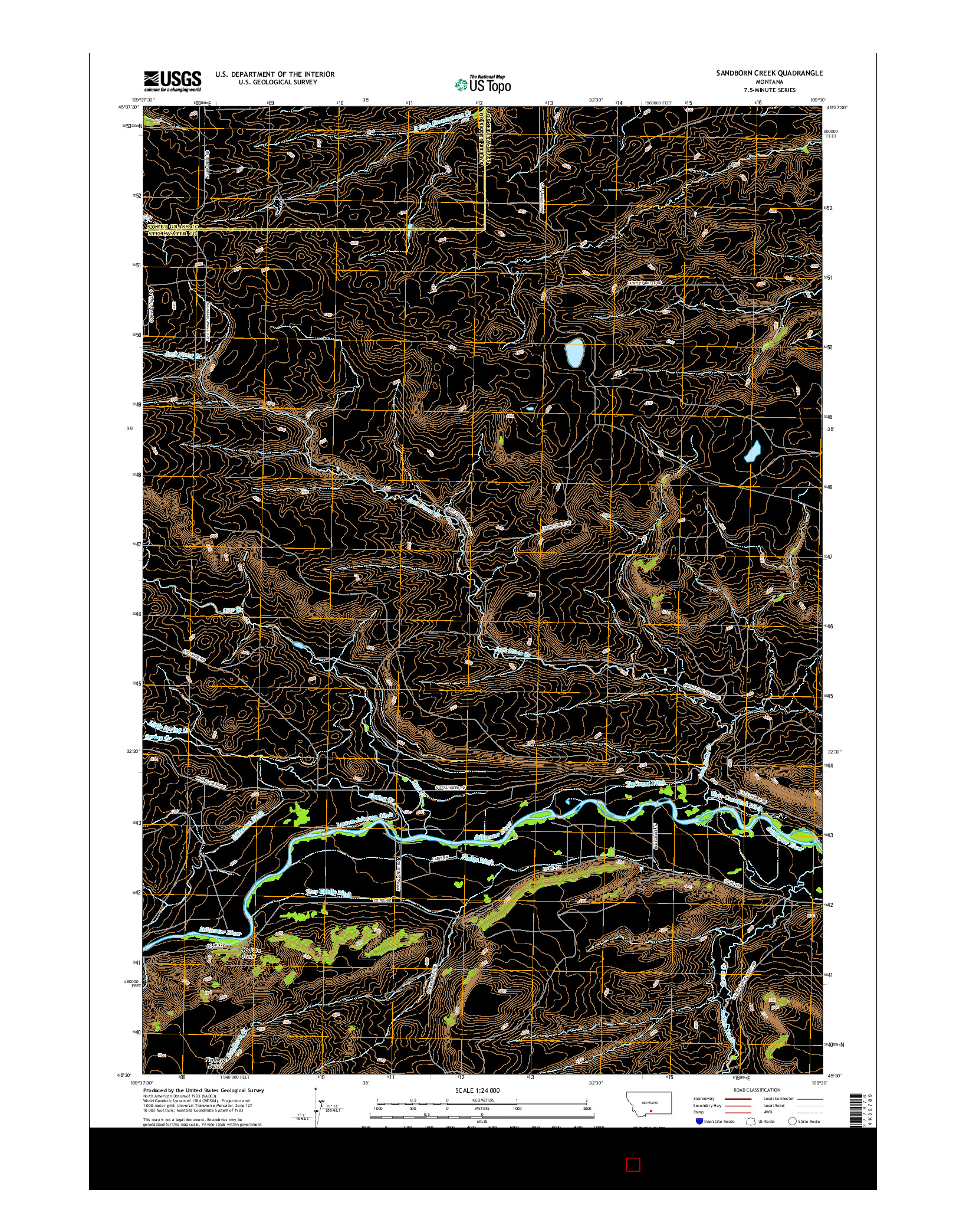 USGS US TOPO 7.5-MINUTE MAP FOR SANDBORN CREEK, MT 2017