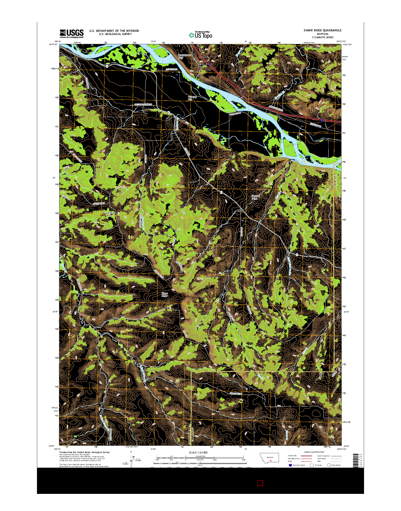 USGS US TOPO 7.5-MINUTE MAP FOR SHANE RIDGE, MT 2017