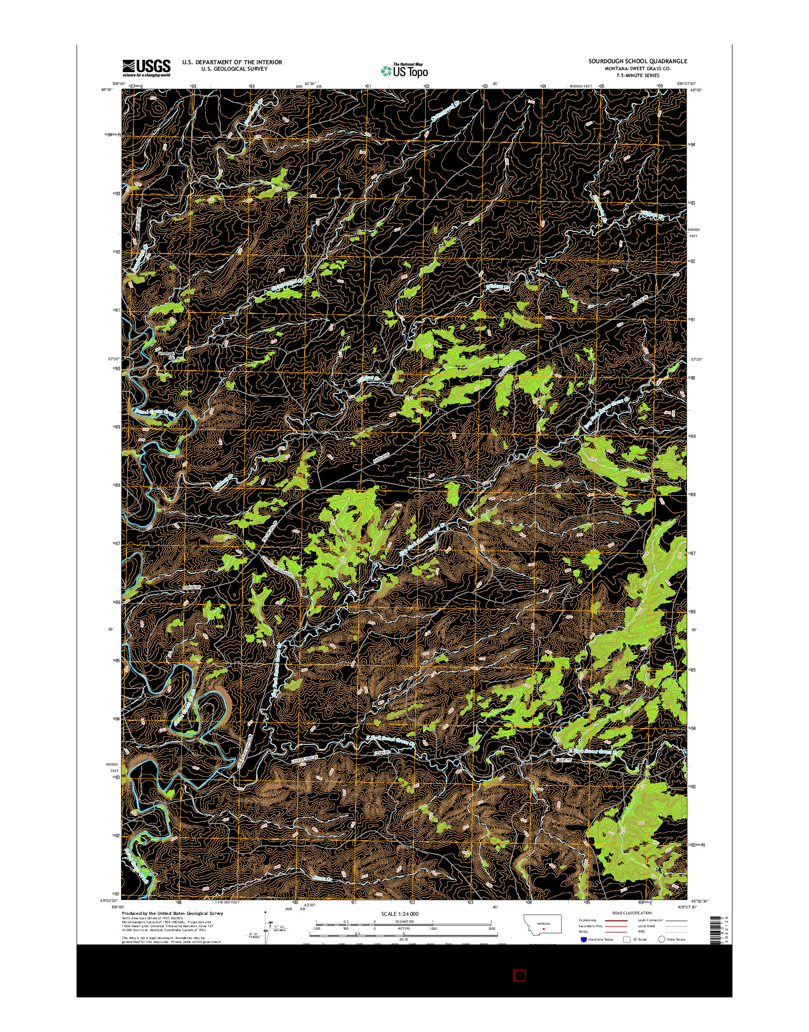 USGS US TOPO 7.5-MINUTE MAP FOR SOURDOUGH SCHOOL, MT 2017