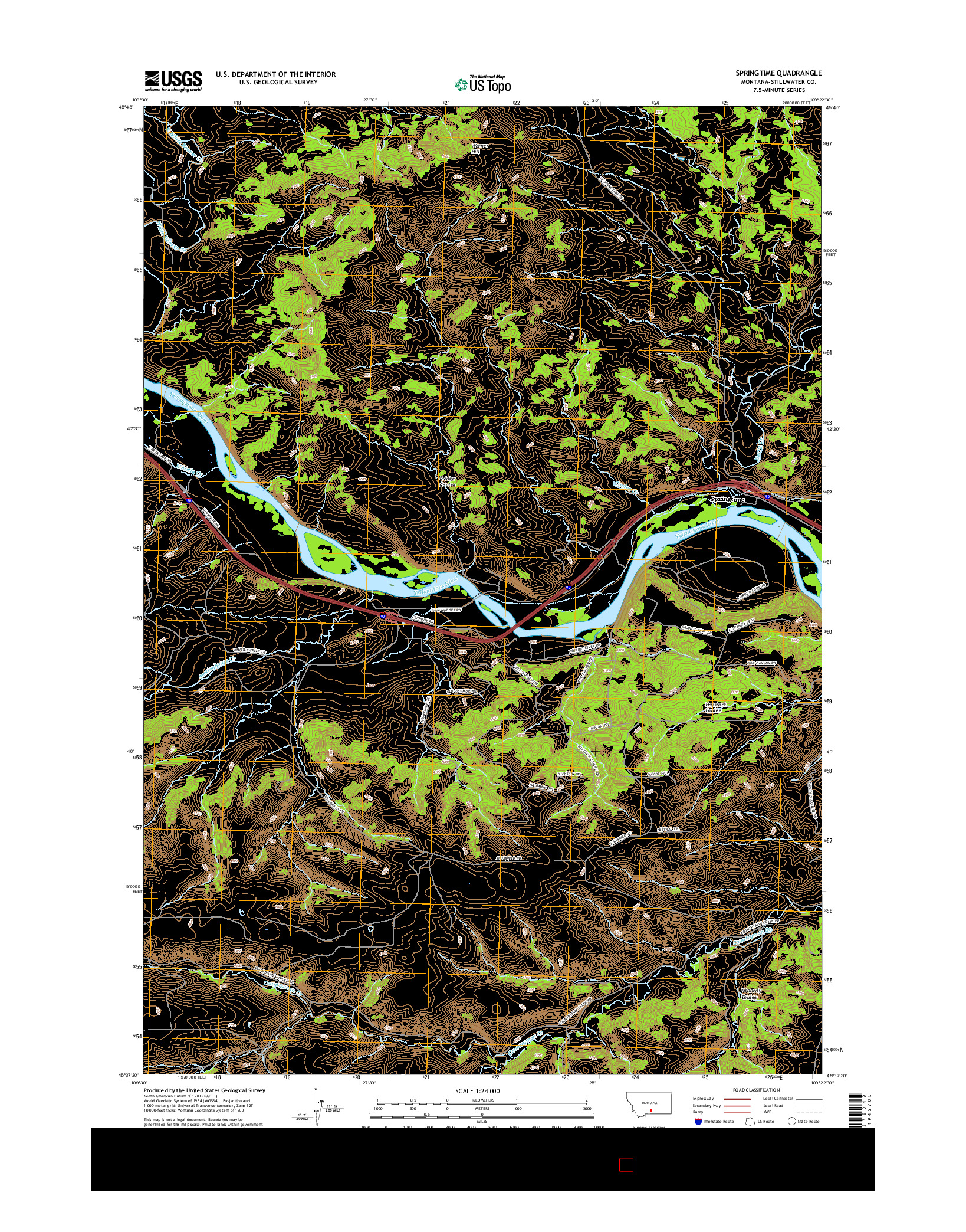 USGS US TOPO 7.5-MINUTE MAP FOR SPRINGTIME, MT 2017