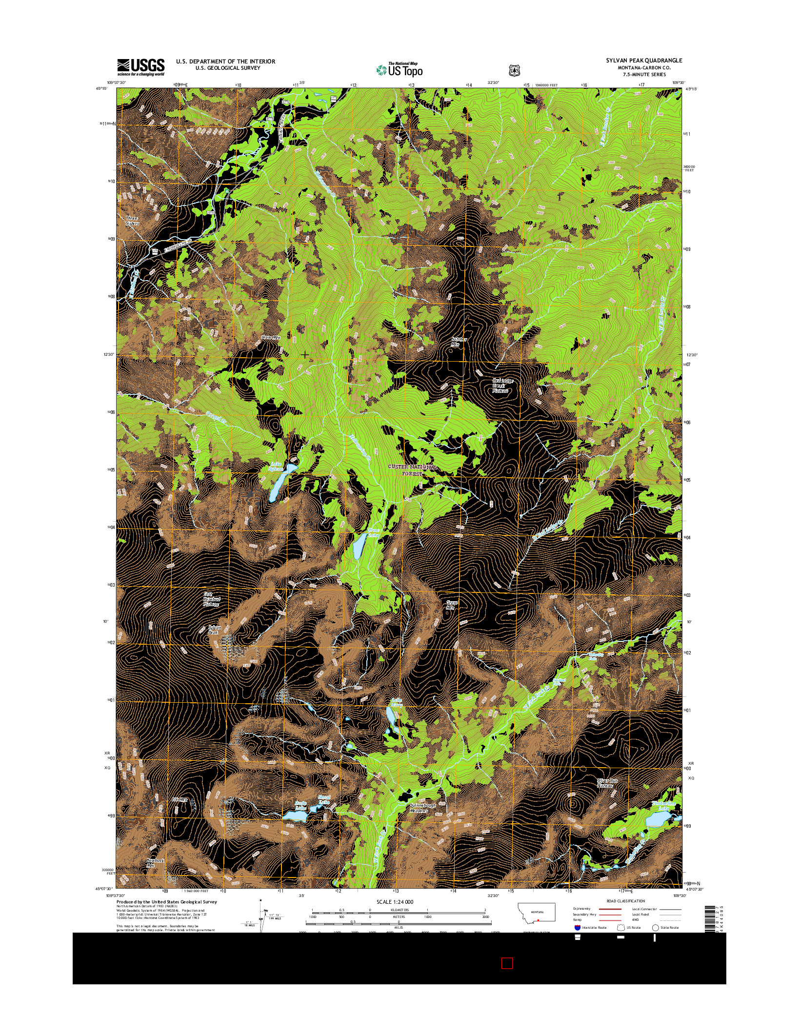 USGS US TOPO 7.5-MINUTE MAP FOR SYLVAN PEAK, MT 2017