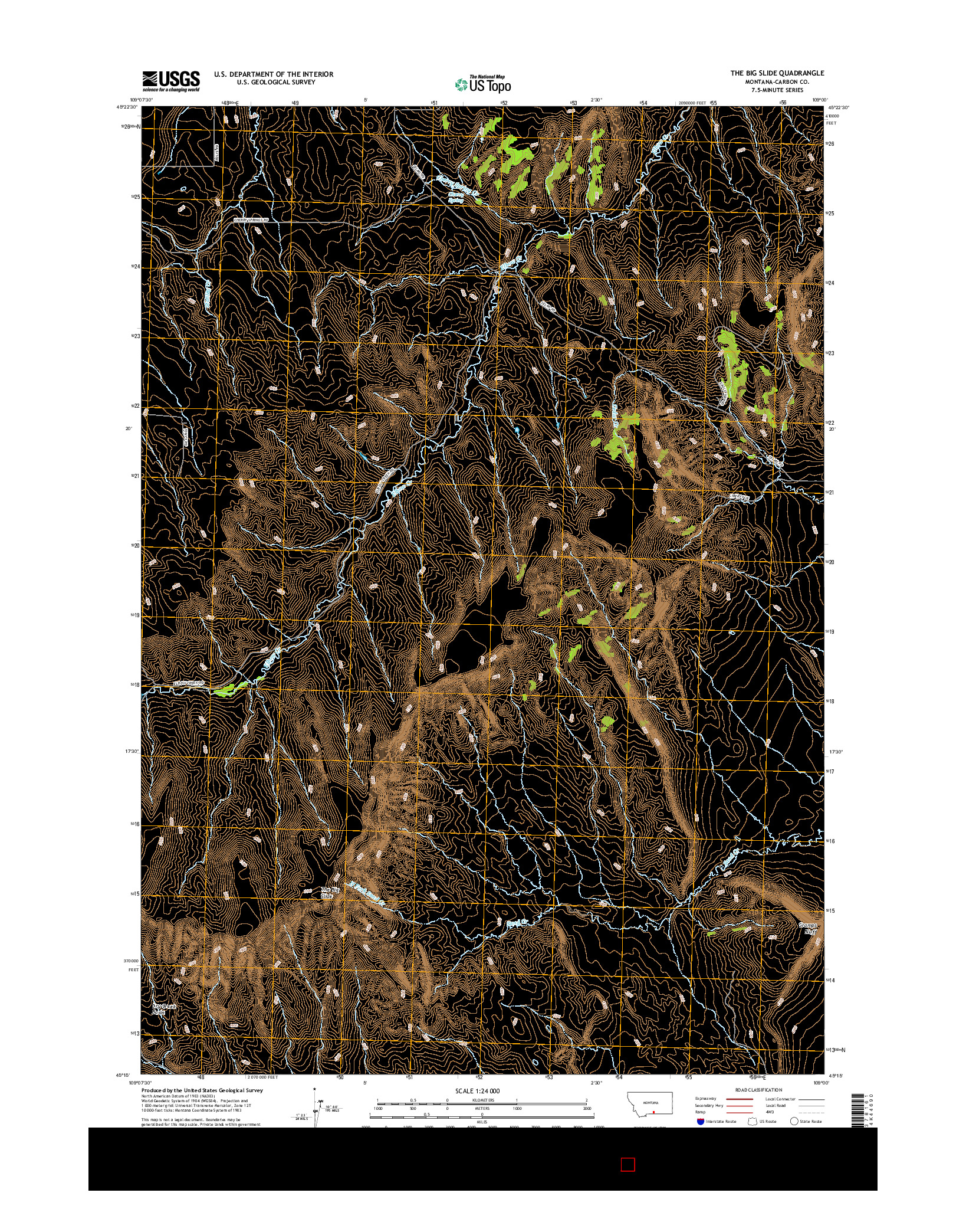 USGS US TOPO 7.5-MINUTE MAP FOR THE BIG SLIDE, MT 2017