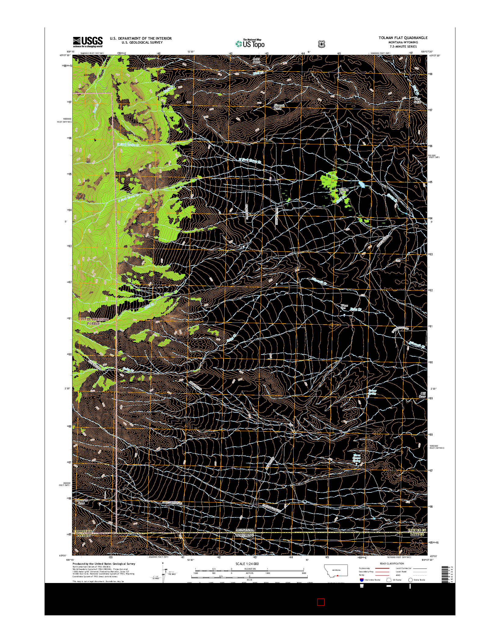 USGS US TOPO 7.5-MINUTE MAP FOR TOLMAN FLAT, MT-WY 2017