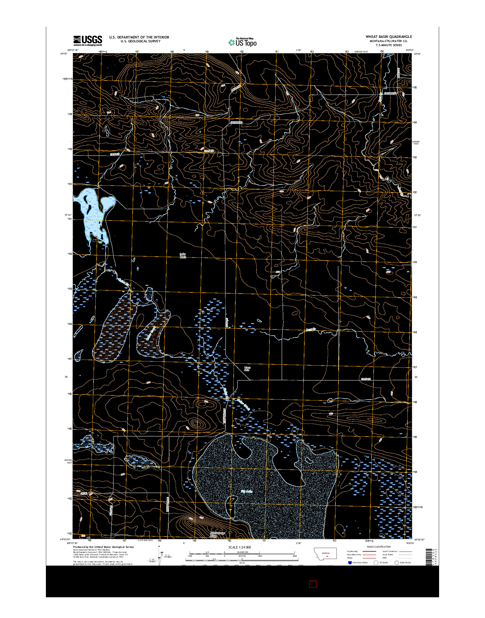 USGS US TOPO 7.5-MINUTE MAP FOR WHEAT BASIN, MT 2017