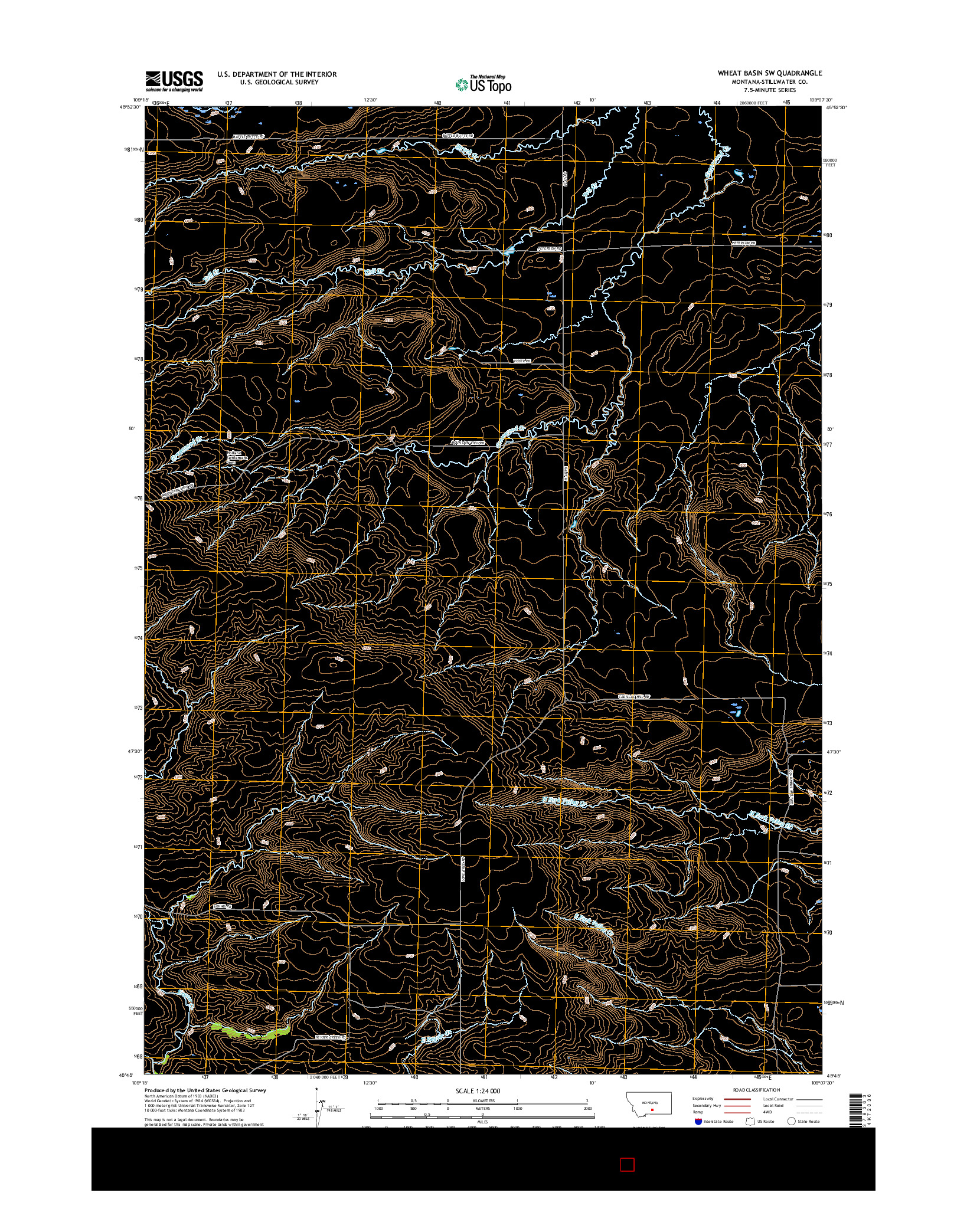 USGS US TOPO 7.5-MINUTE MAP FOR WHEAT BASIN SW, MT 2017