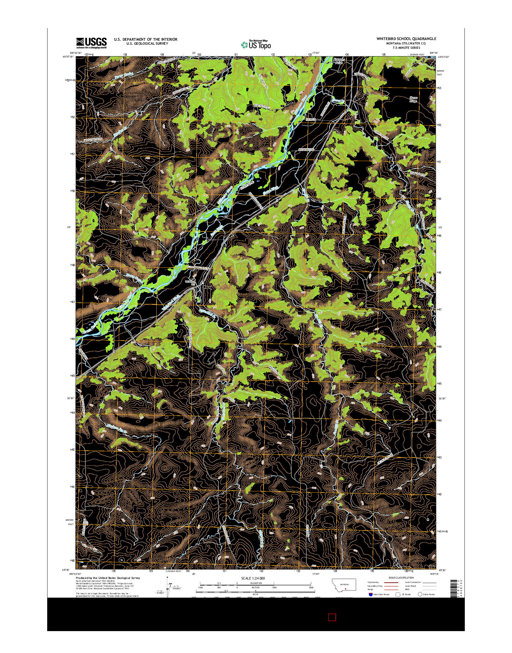 USGS US TOPO 7.5-MINUTE MAP FOR WHITEBIRD SCHOOL, MT 2017