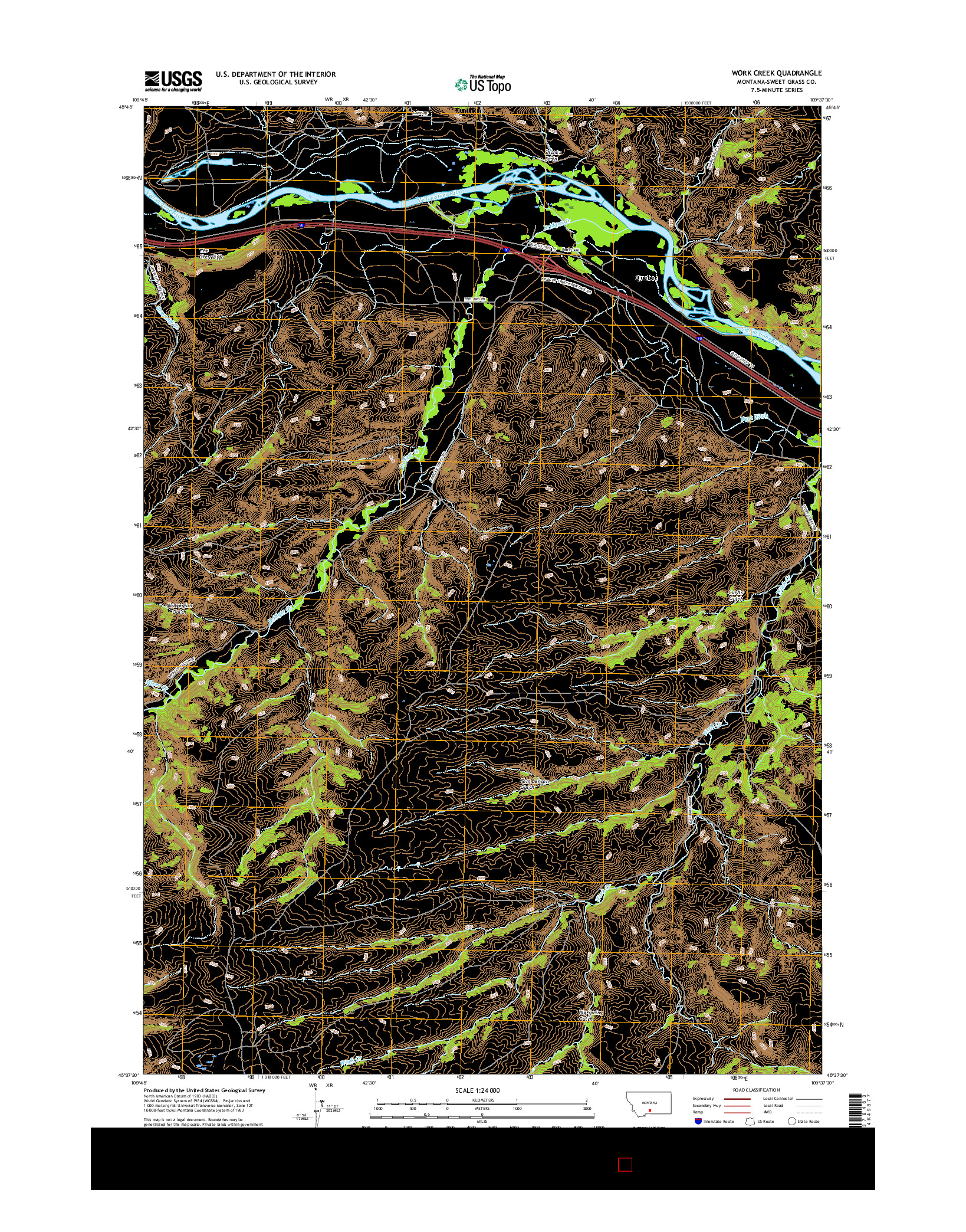 USGS US TOPO 7.5-MINUTE MAP FOR WORK CREEK, MT 2017