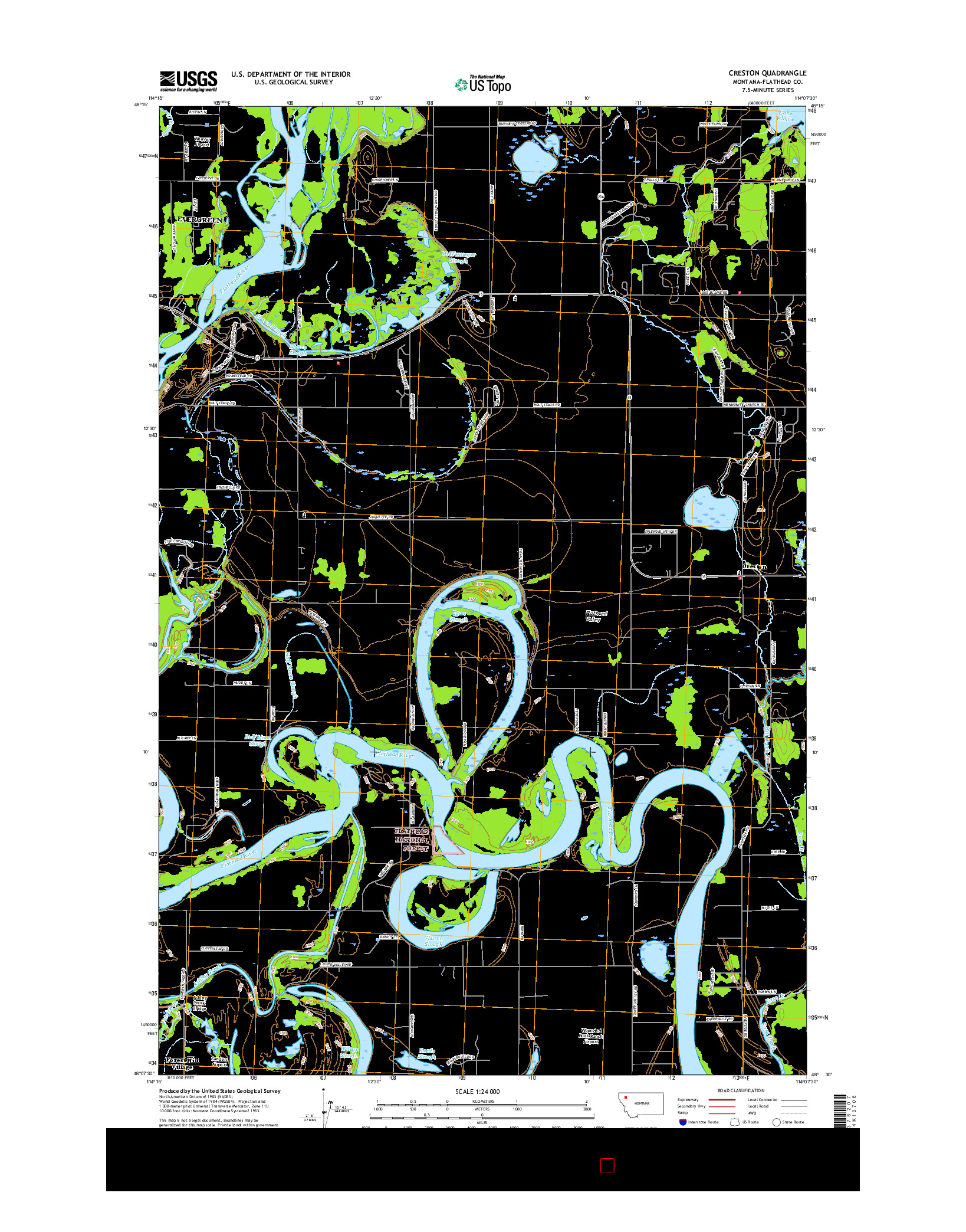 USGS US TOPO 7.5-MINUTE MAP FOR CRESTON, MT 2017