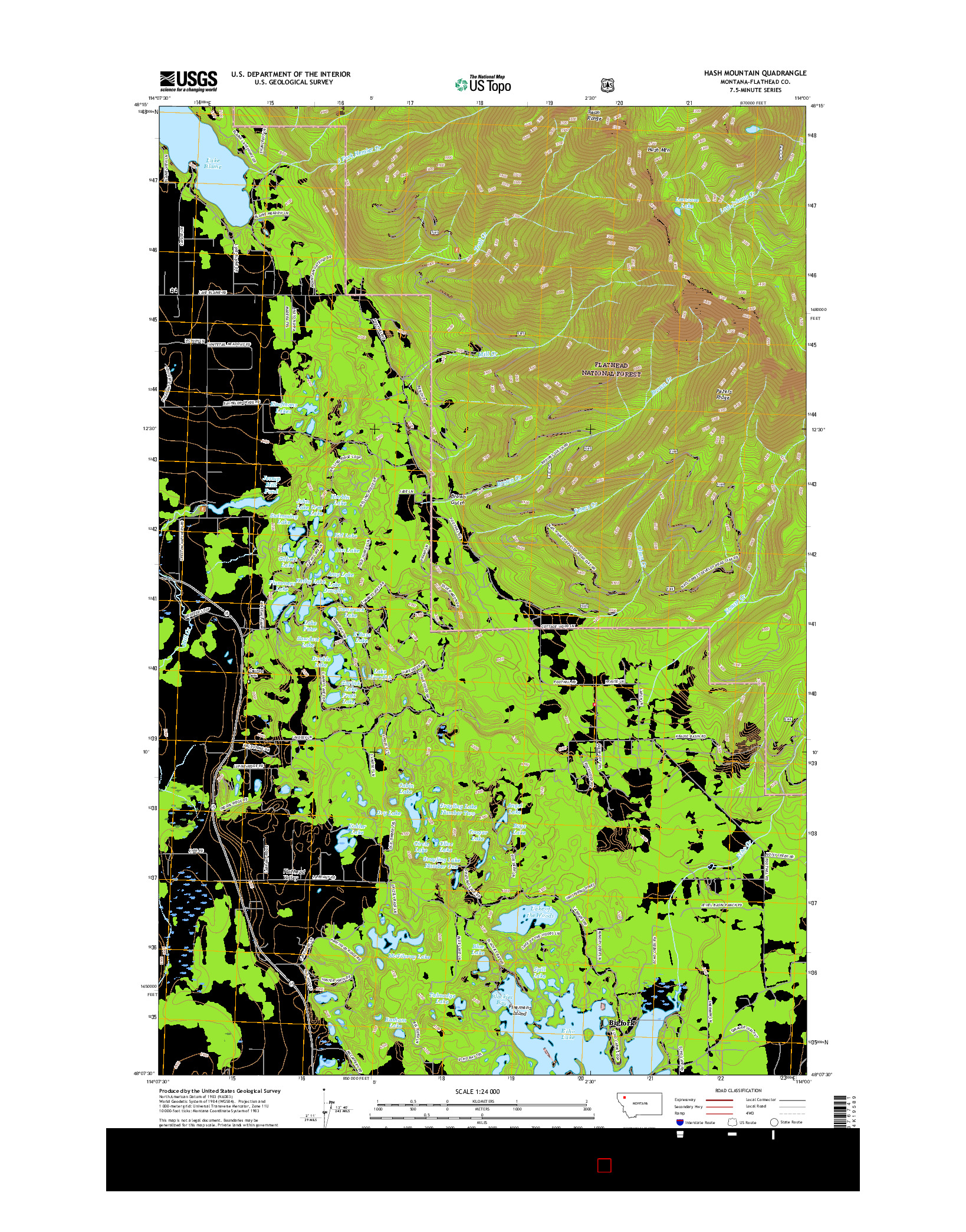 USGS US TOPO 7.5-MINUTE MAP FOR HASH MOUNTAIN, MT 2017