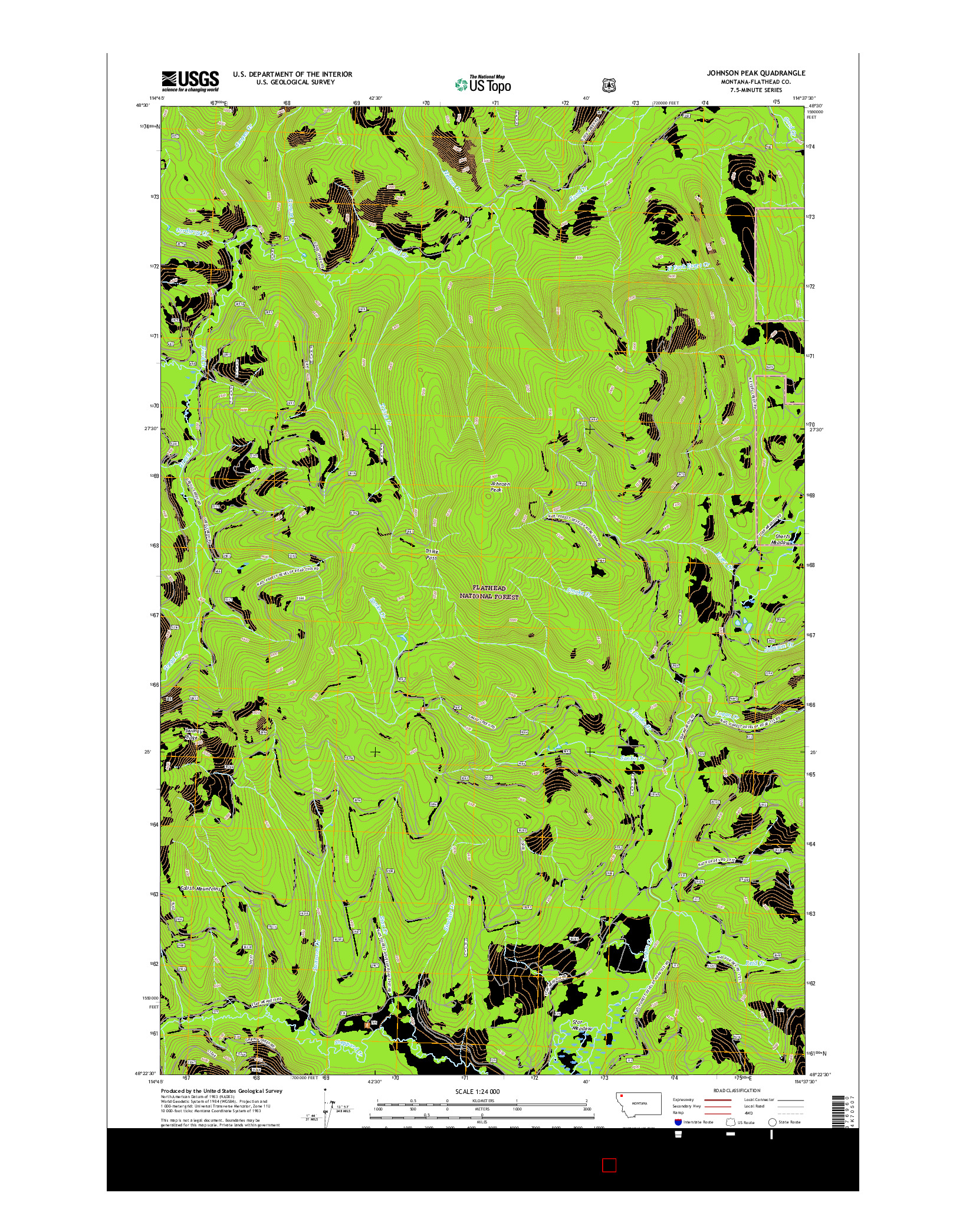 USGS US TOPO 7.5-MINUTE MAP FOR JOHNSON PEAK, MT 2017