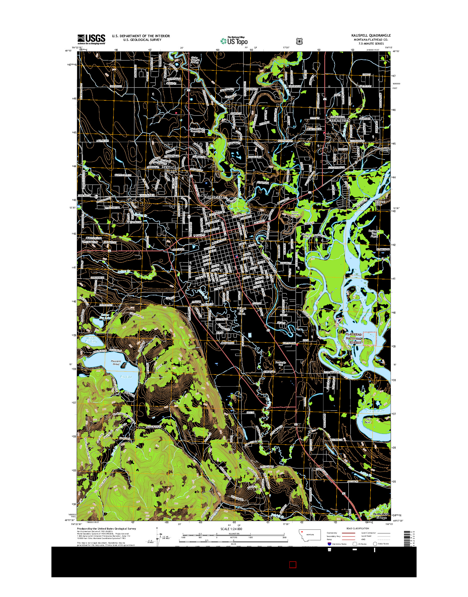USGS US TOPO 7.5-MINUTE MAP FOR KALISPELL, MT 2017