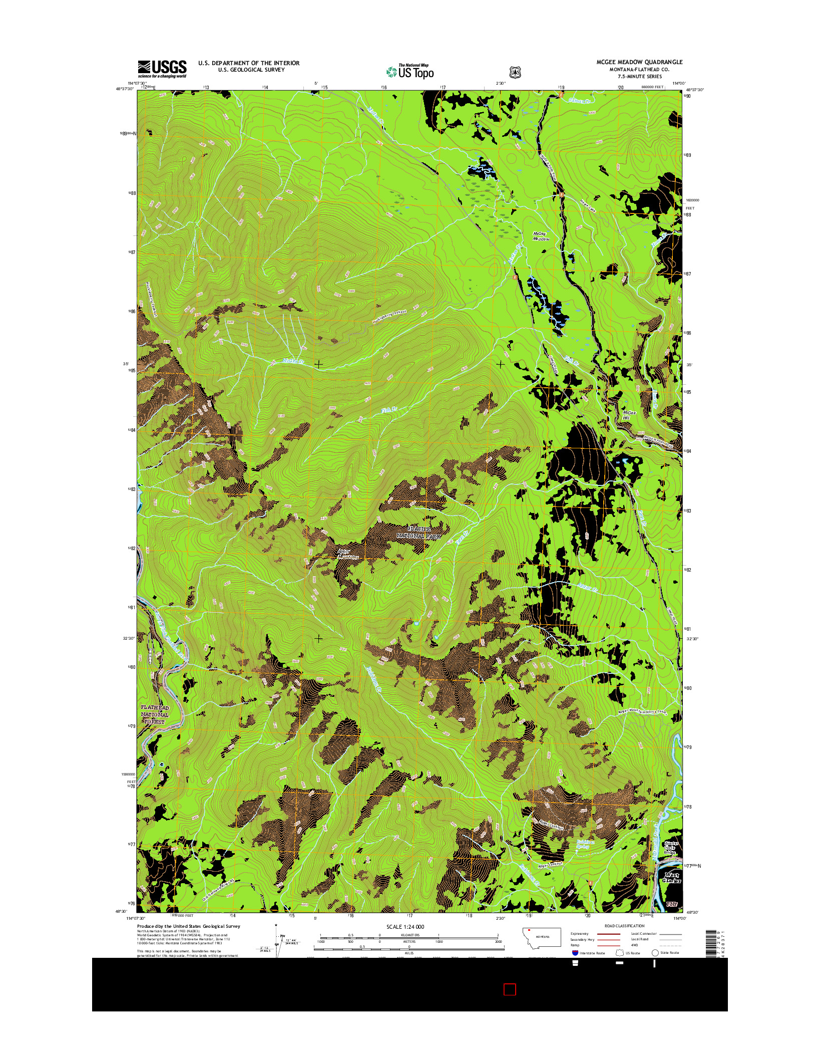 USGS US TOPO 7.5-MINUTE MAP FOR MCGEE MEADOW, MT 2017