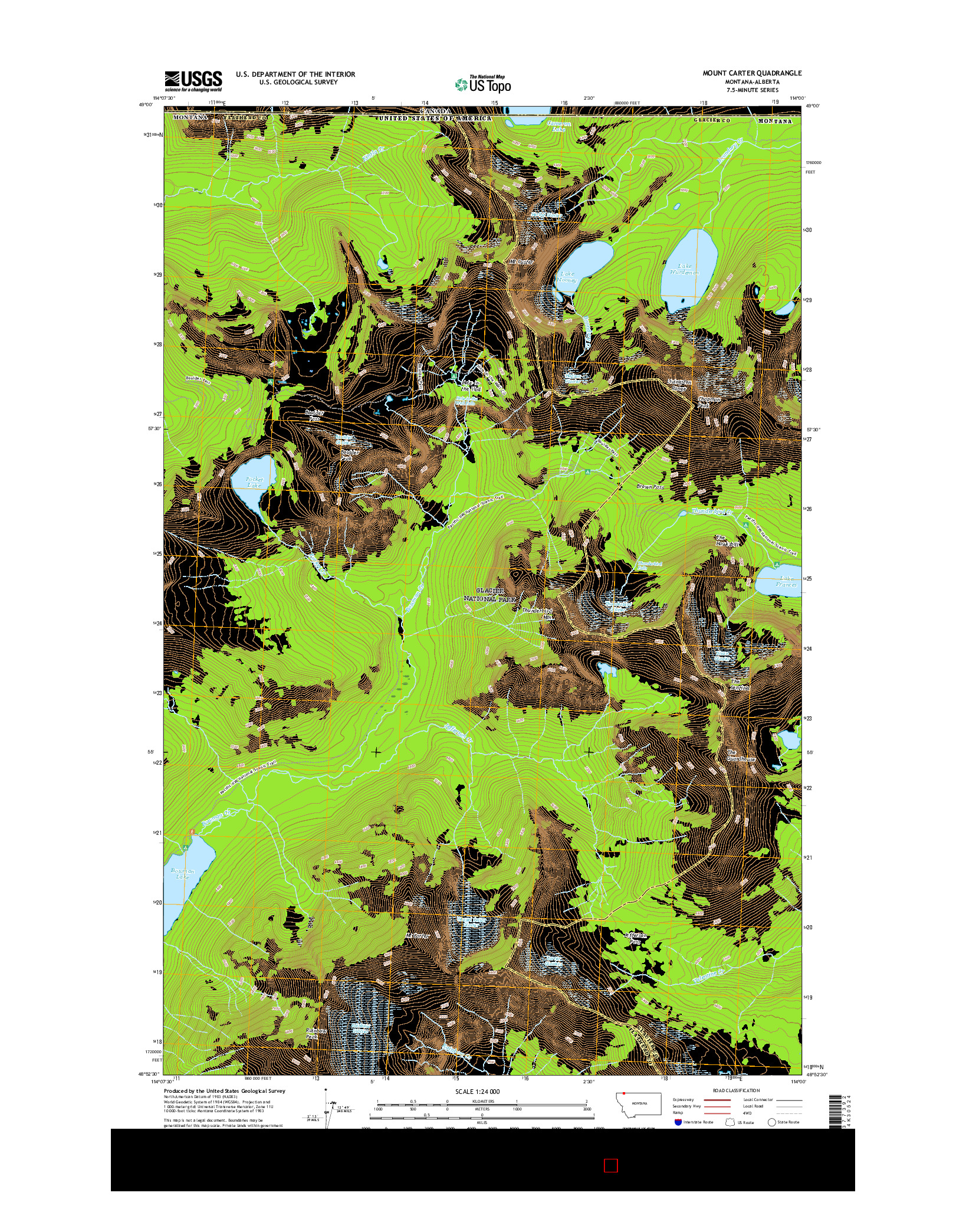 USGS US TOPO 7.5-MINUTE MAP FOR MOUNT CARTER, MT-AB 2017