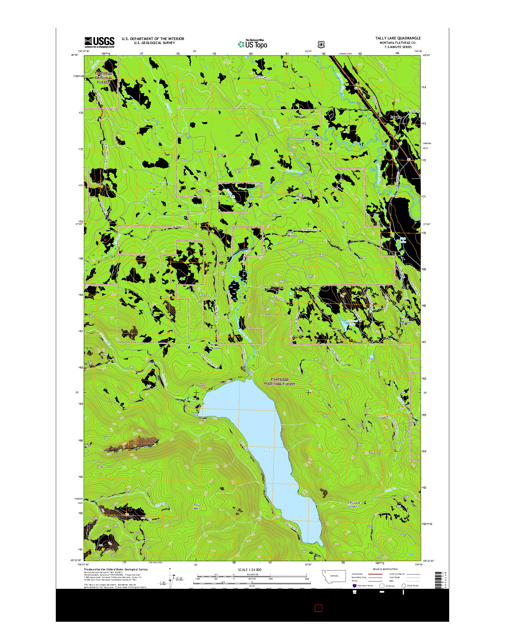 USGS US TOPO 7.5-MINUTE MAP FOR TALLY LAKE, MT 2017