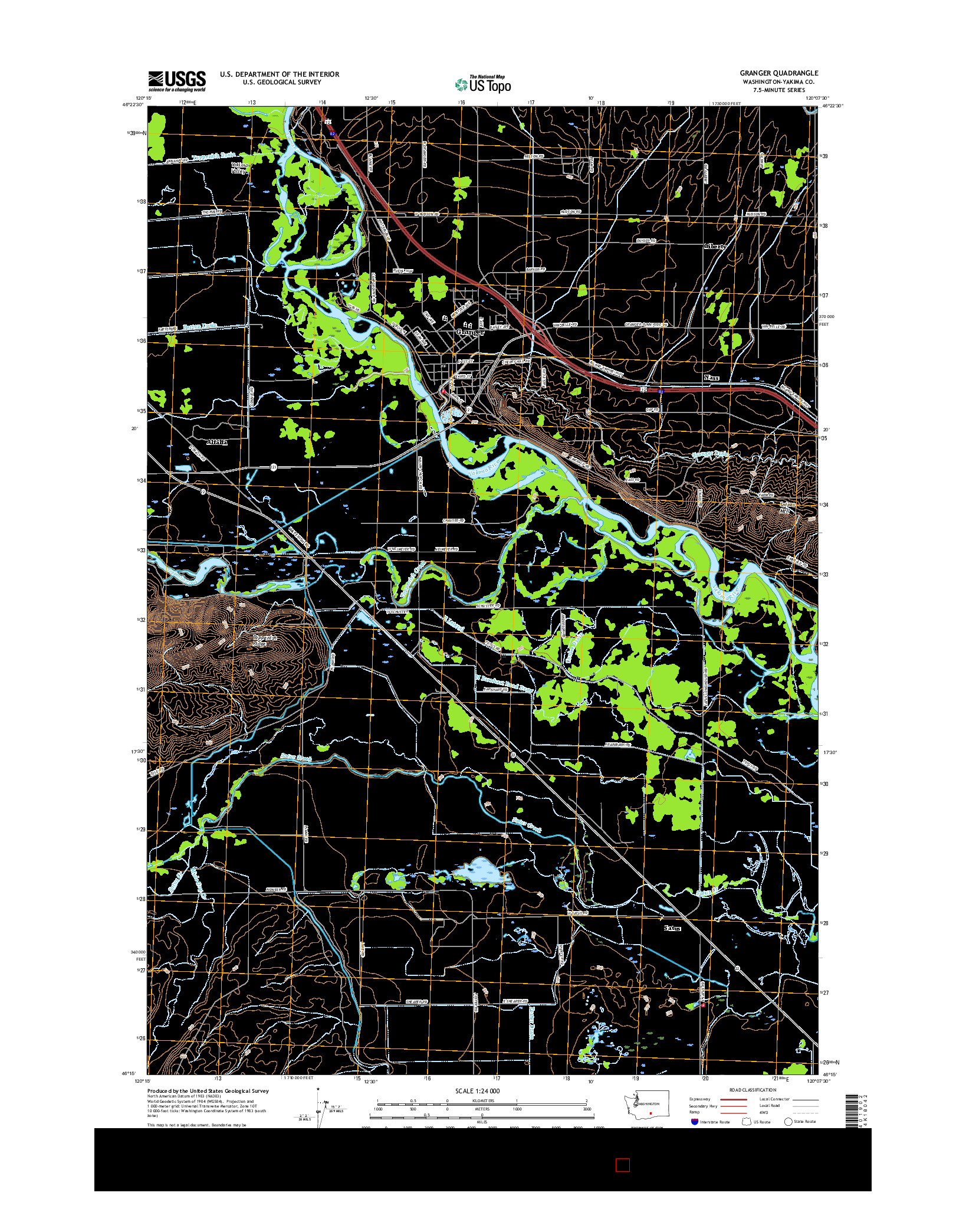 USGS US TOPO 7.5-MINUTE MAP FOR GRANGER, WA 2017