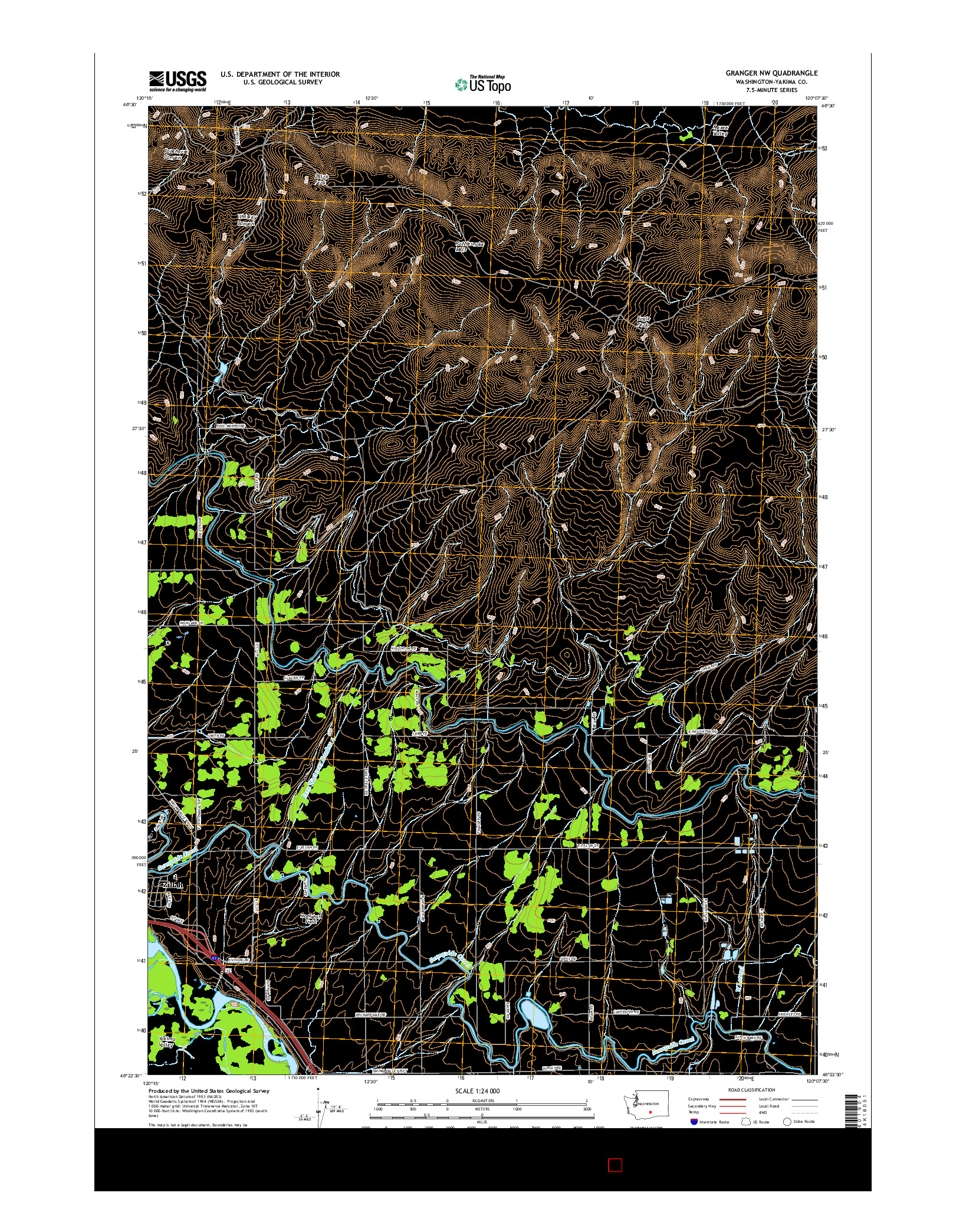 USGS US TOPO 7.5-MINUTE MAP FOR GRANGER NW, WA 2017