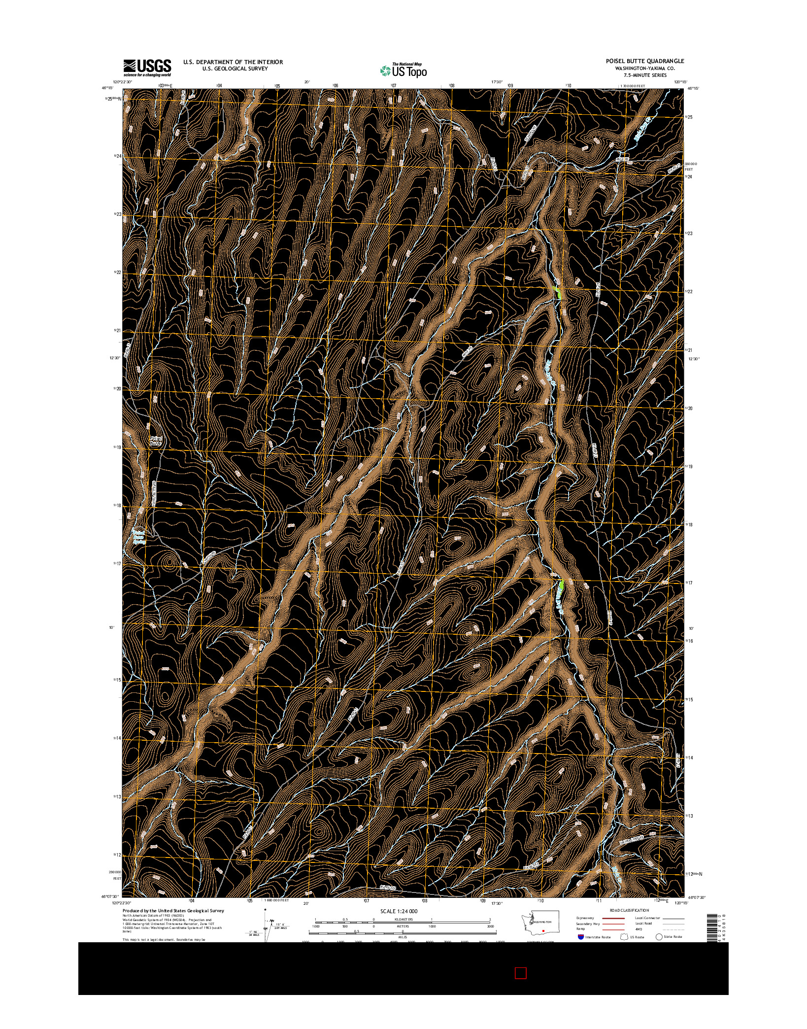 USGS US TOPO 7.5-MINUTE MAP FOR POISEL BUTTE, WA 2017