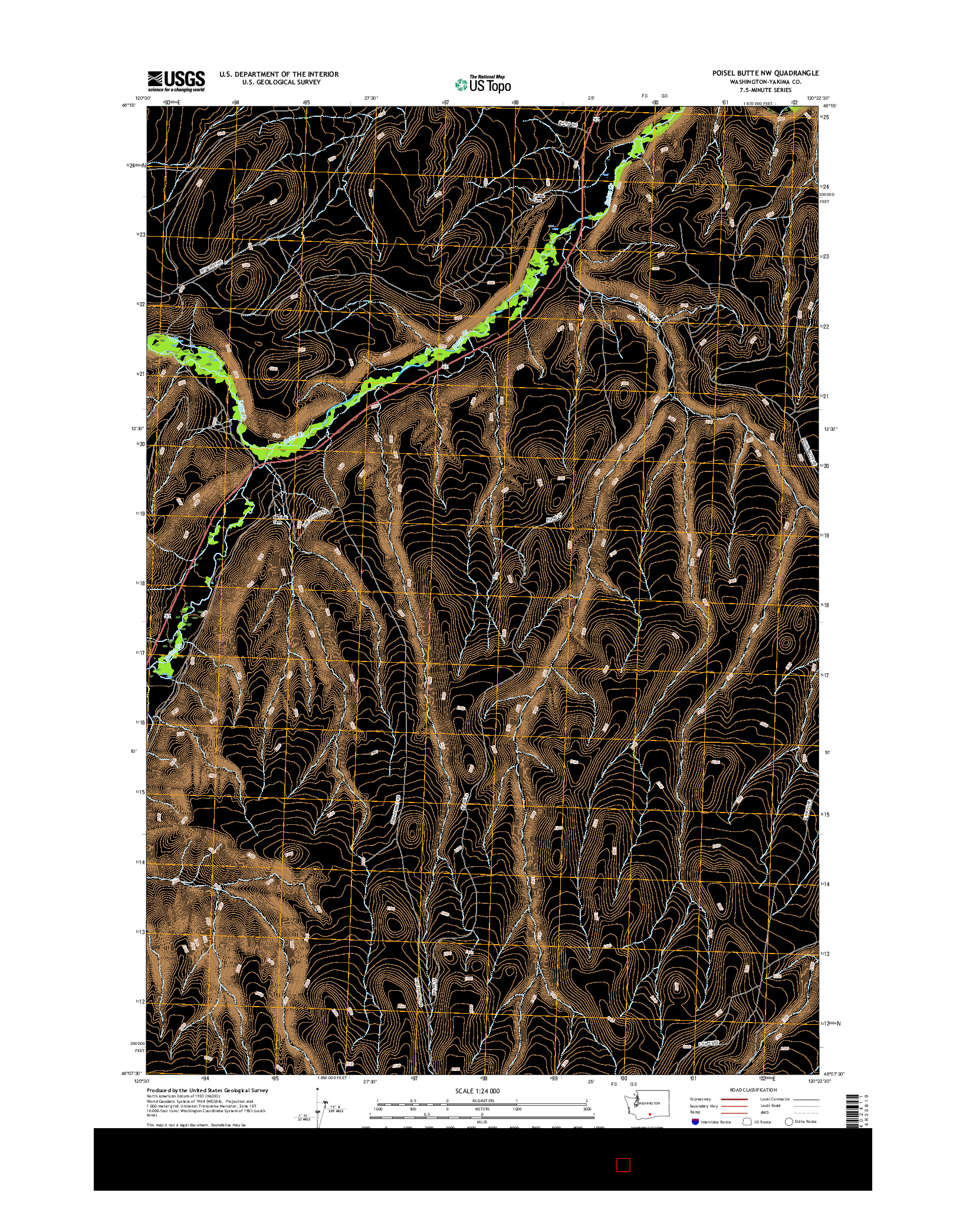 USGS US TOPO 7.5-MINUTE MAP FOR POISEL BUTTE NW, WA 2017