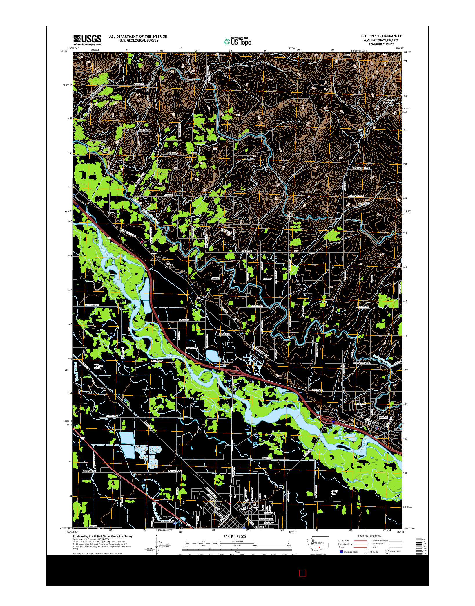 USGS US TOPO 7.5-MINUTE MAP FOR TOPPENISH, WA 2017