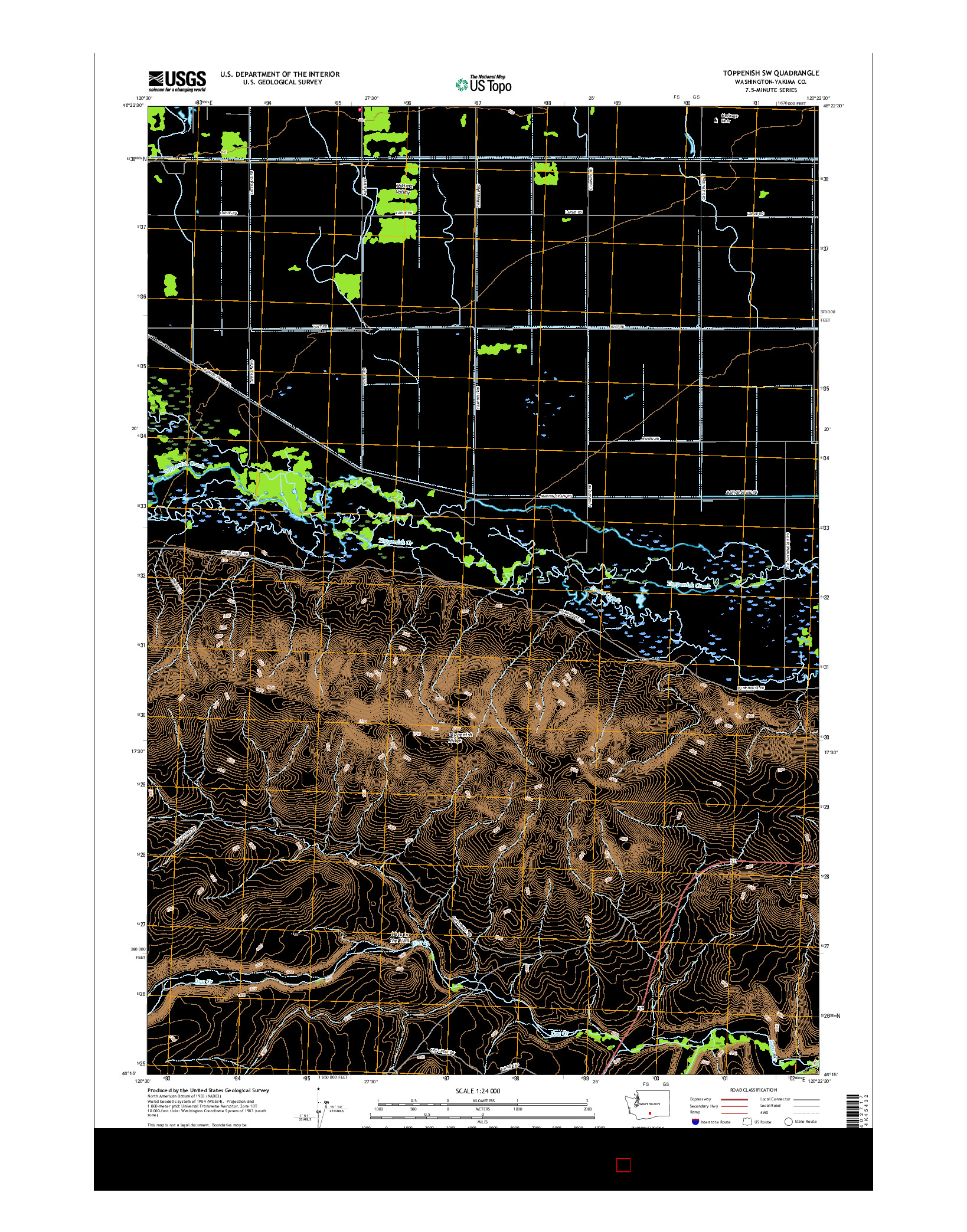 USGS US TOPO 7.5-MINUTE MAP FOR TOPPENISH SW, WA 2017