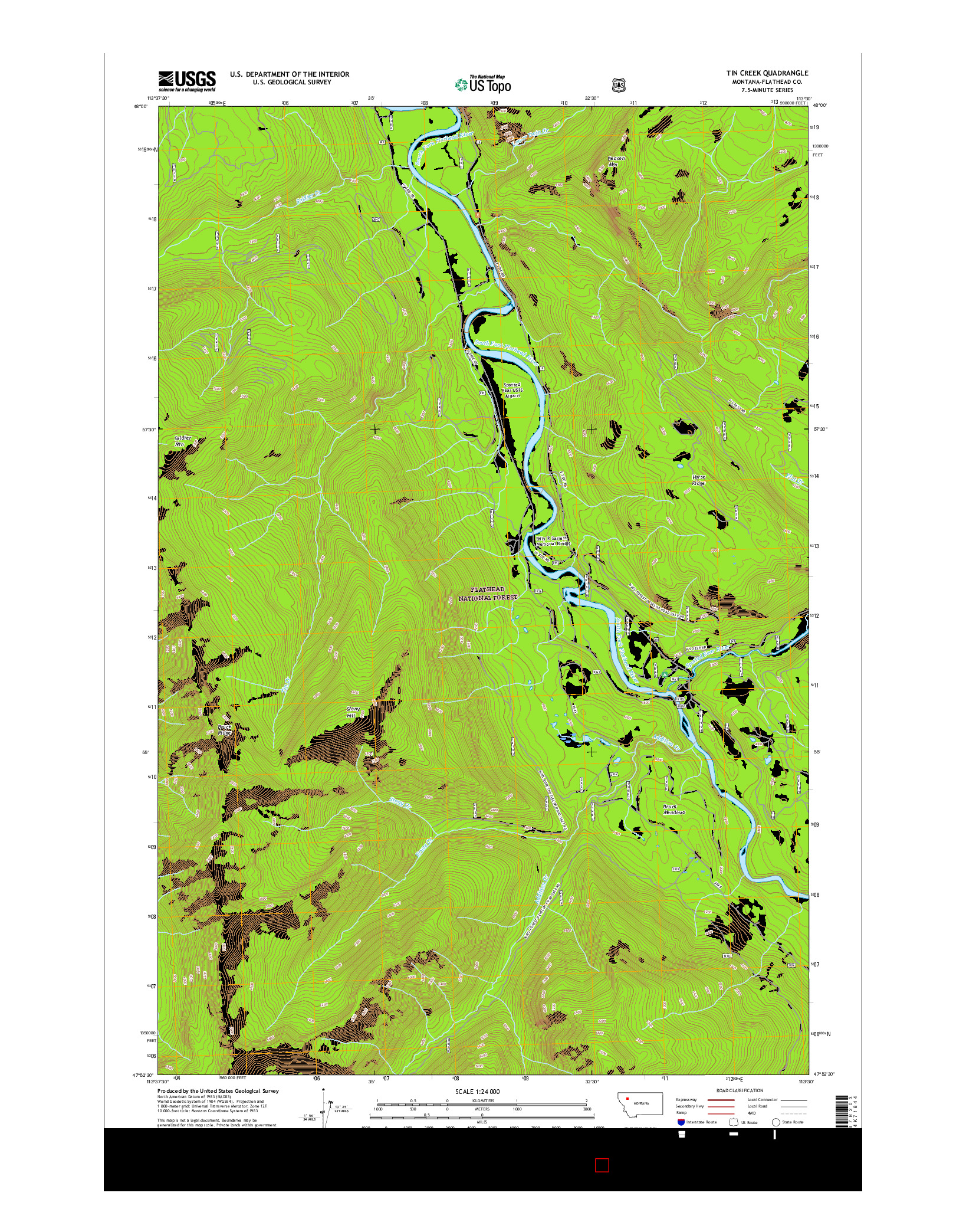 USGS US TOPO 7.5-MINUTE MAP FOR TIN CREEK, MT 2017