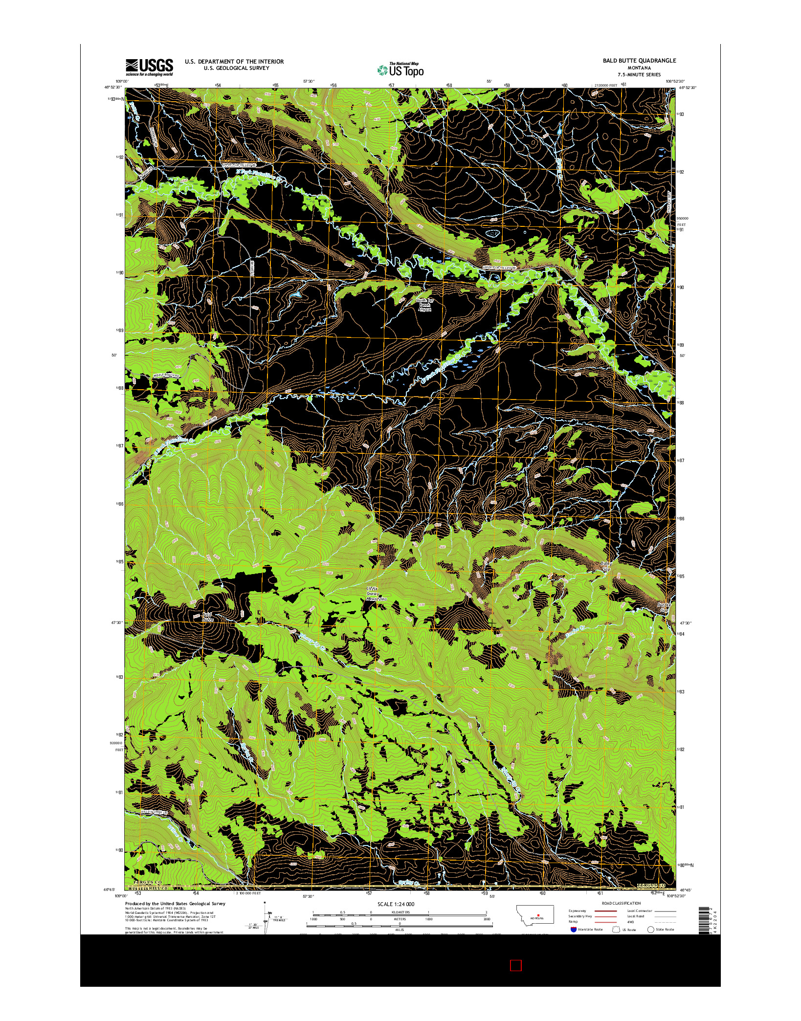 USGS US TOPO 7.5-MINUTE MAP FOR BALD BUTTE, MT 2017