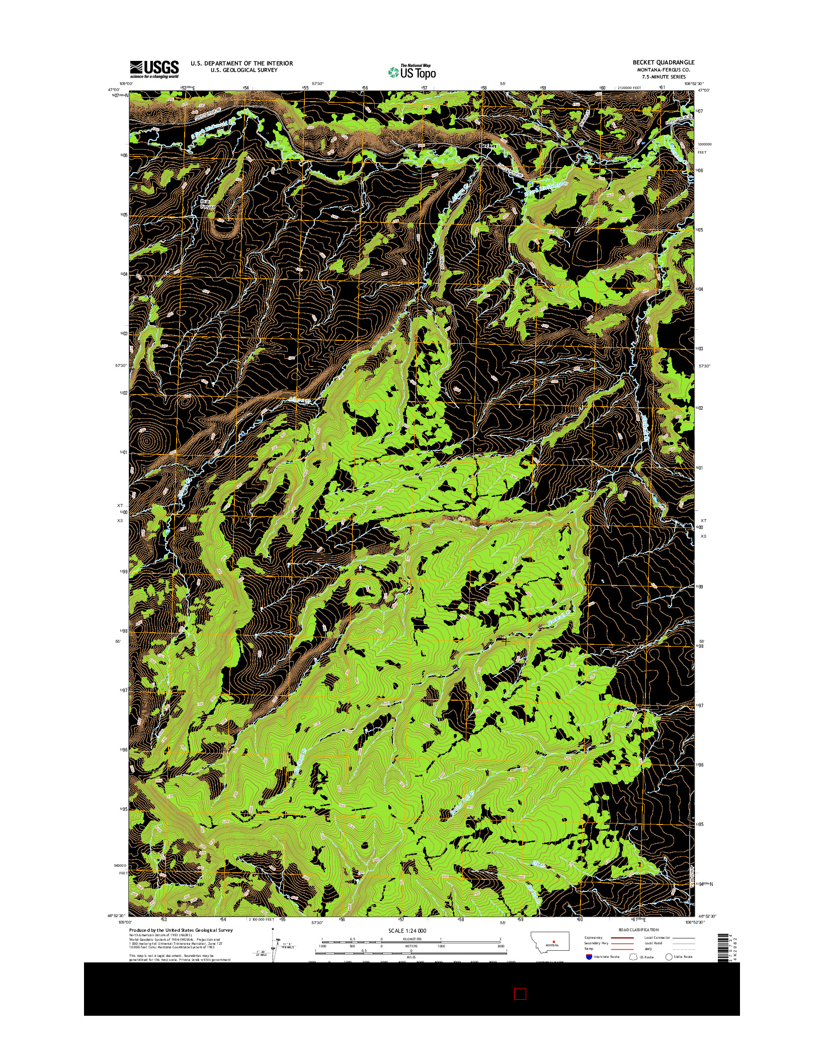 USGS US TOPO 7.5-MINUTE MAP FOR BECKET, MT 2017