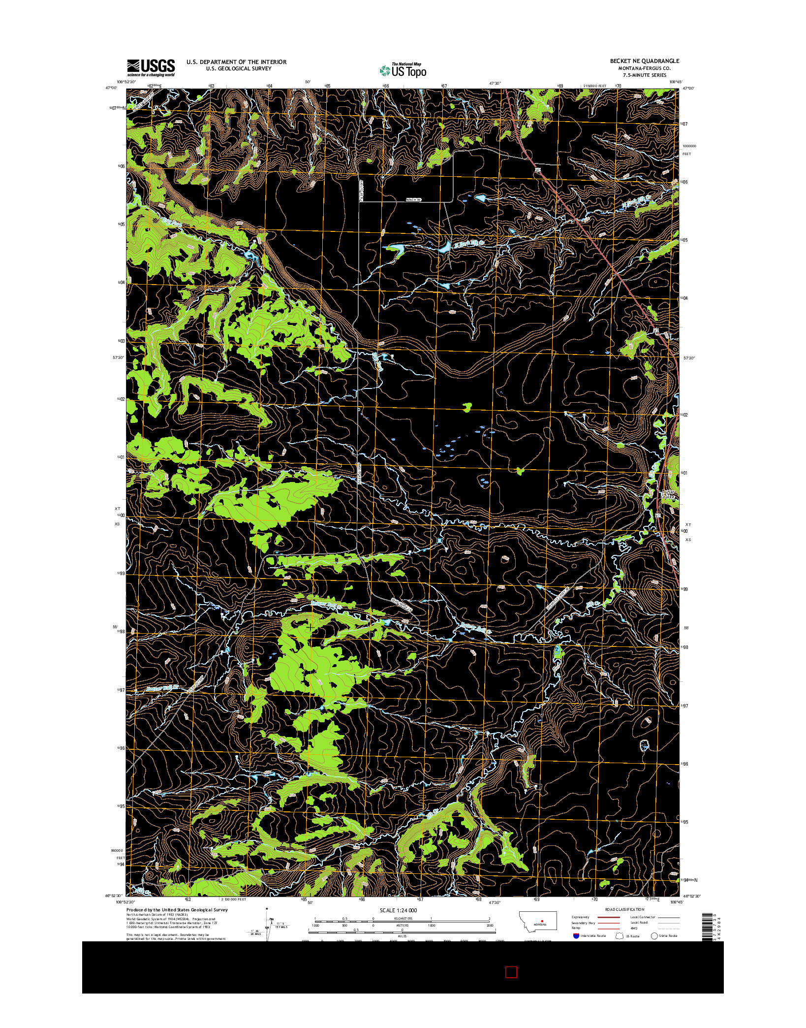 USGS US TOPO 7.5-MINUTE MAP FOR BECKET NE, MT 2017