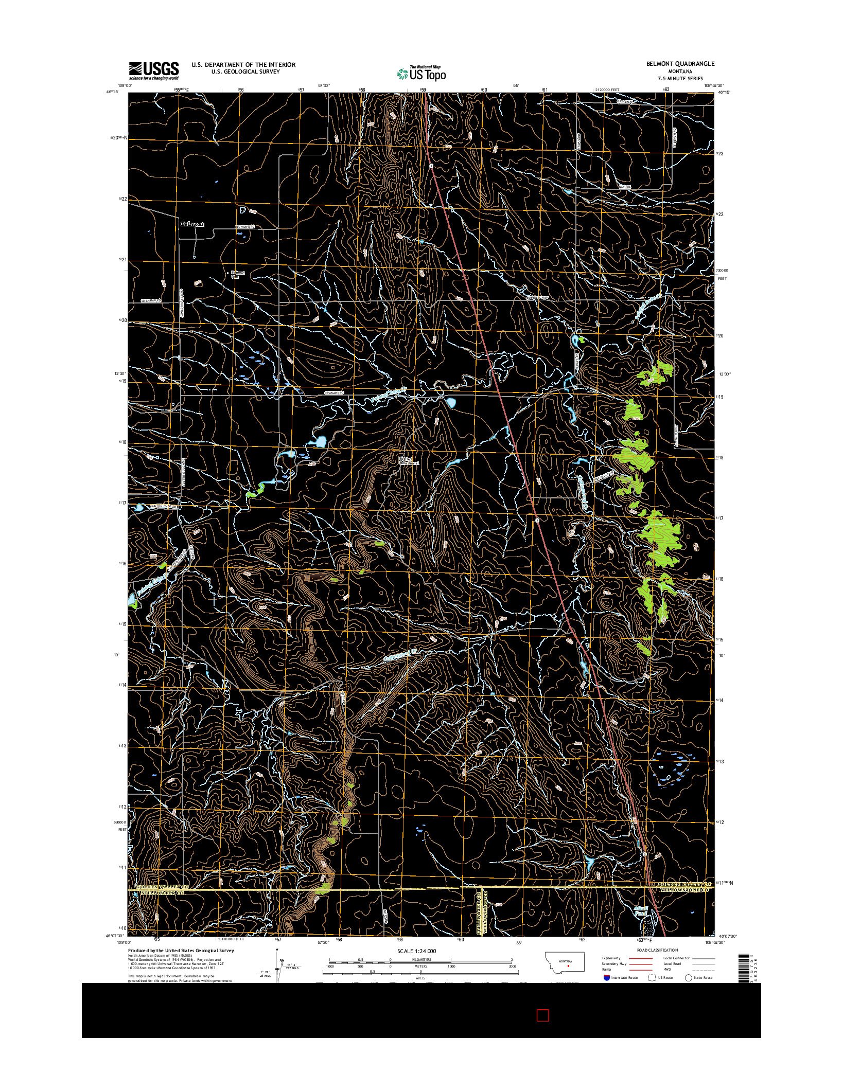 USGS US TOPO 7.5-MINUTE MAP FOR BELMONT, MT 2017
